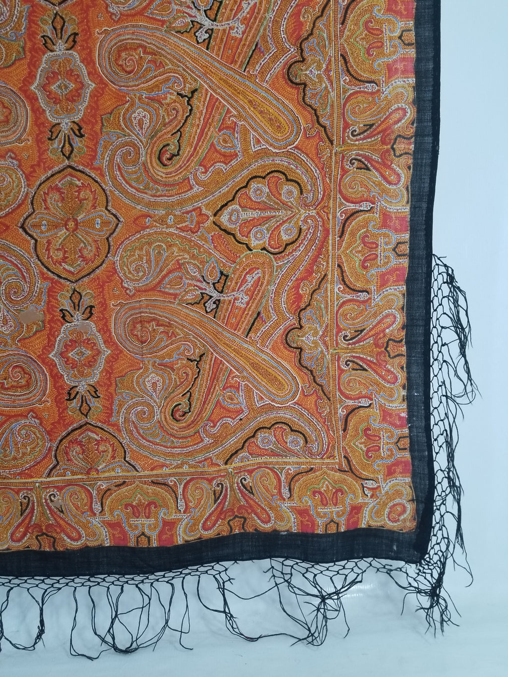 Vintage Traditional Printed Kashmiri Paisley Shawl 158x155cm