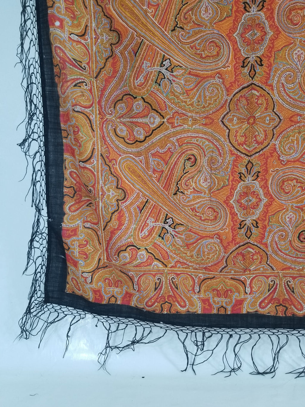 Vintage Traditional Printed Kashmiri Paisley Shawl 158x155cm