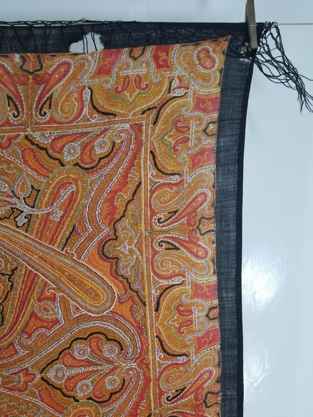 Vintage Traditional Printed Kashmiri Paisley Shawl 158x155cm