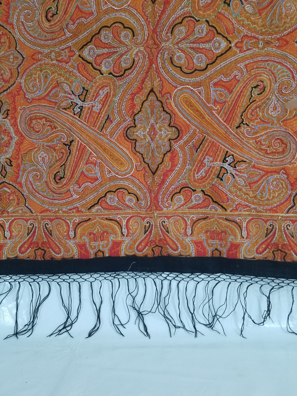 Vintage Traditional Printed Kashmiri Paisley Shawl 158x155cm