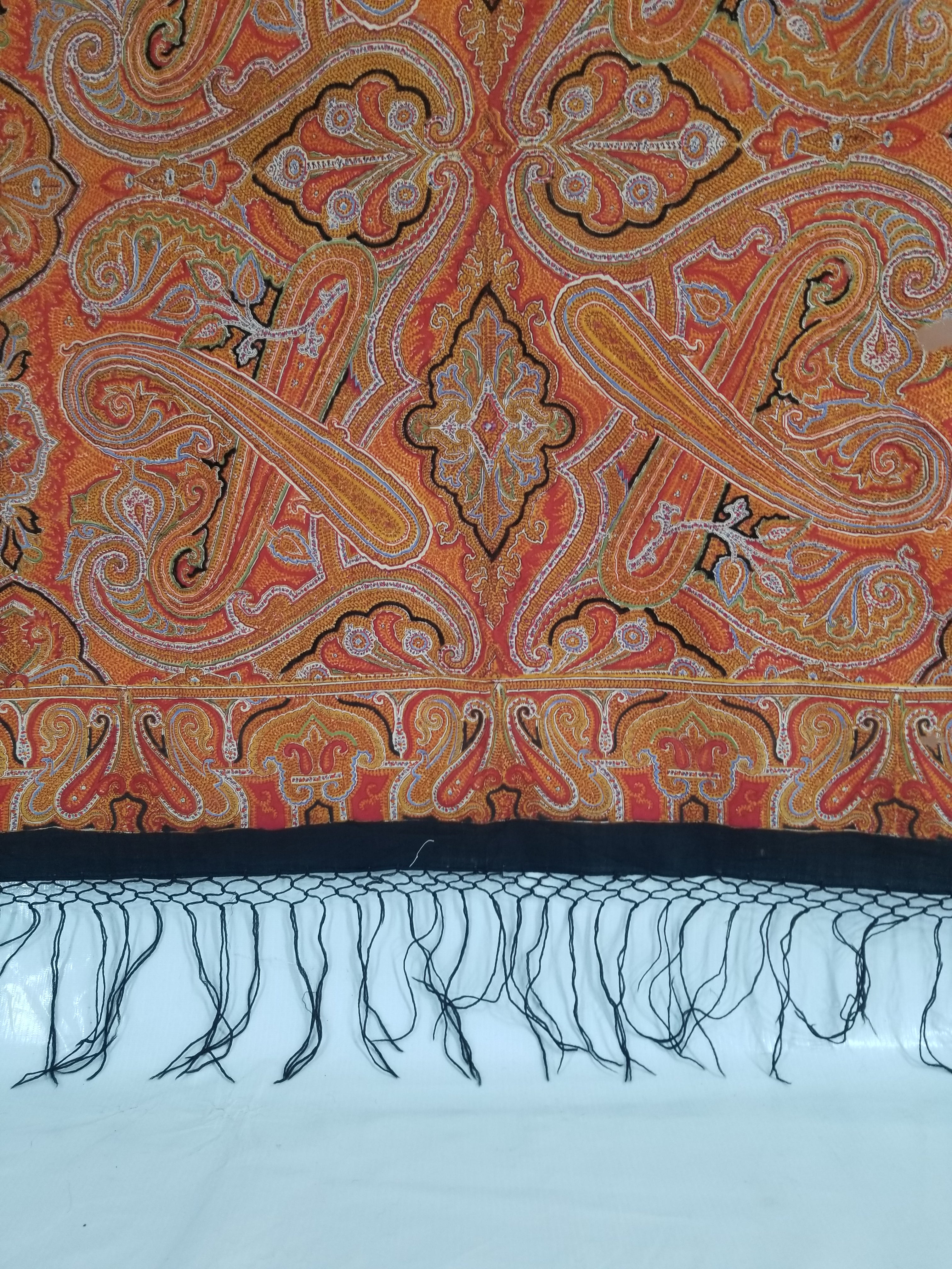Vintage Traditional Printed Kashmiri Paisley Shawl 158x155cm