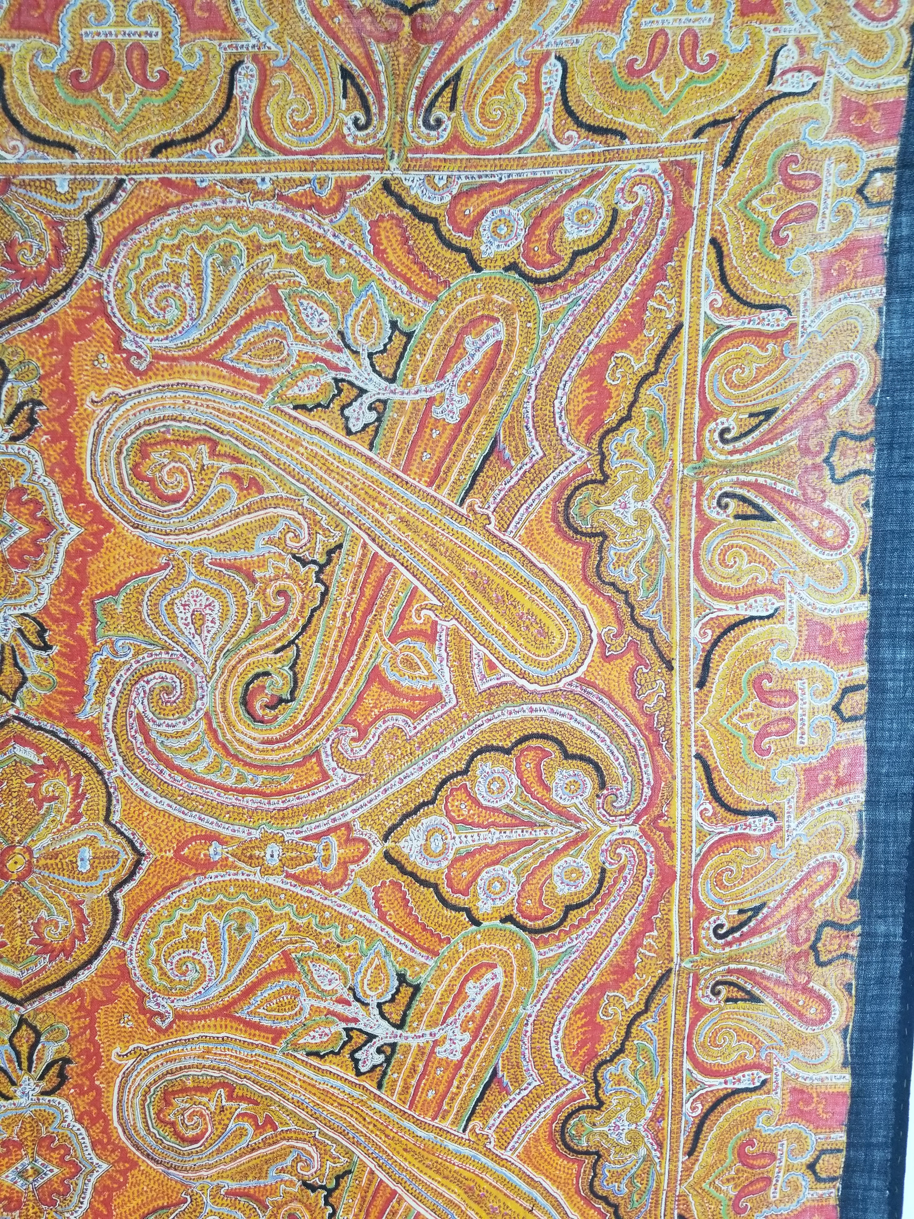 Vintage Traditional Printed Kashmiri Paisley Shawl 158x155cm