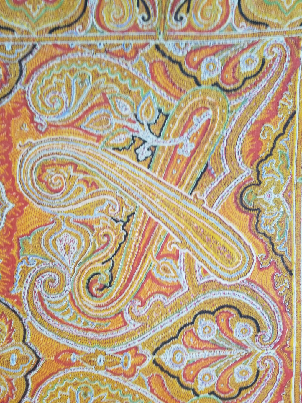 Vintage Traditional Printed Kashmiri Paisley Shawl 158x155cm