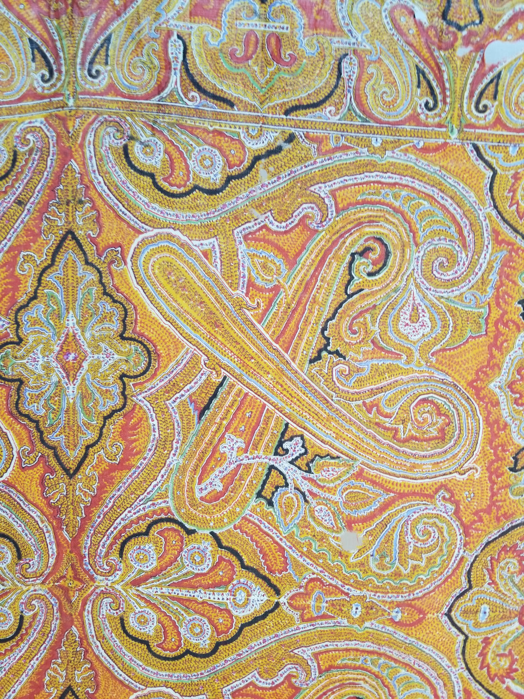 Vintage Traditional Printed Kashmiri Paisley Shawl 158x155cm