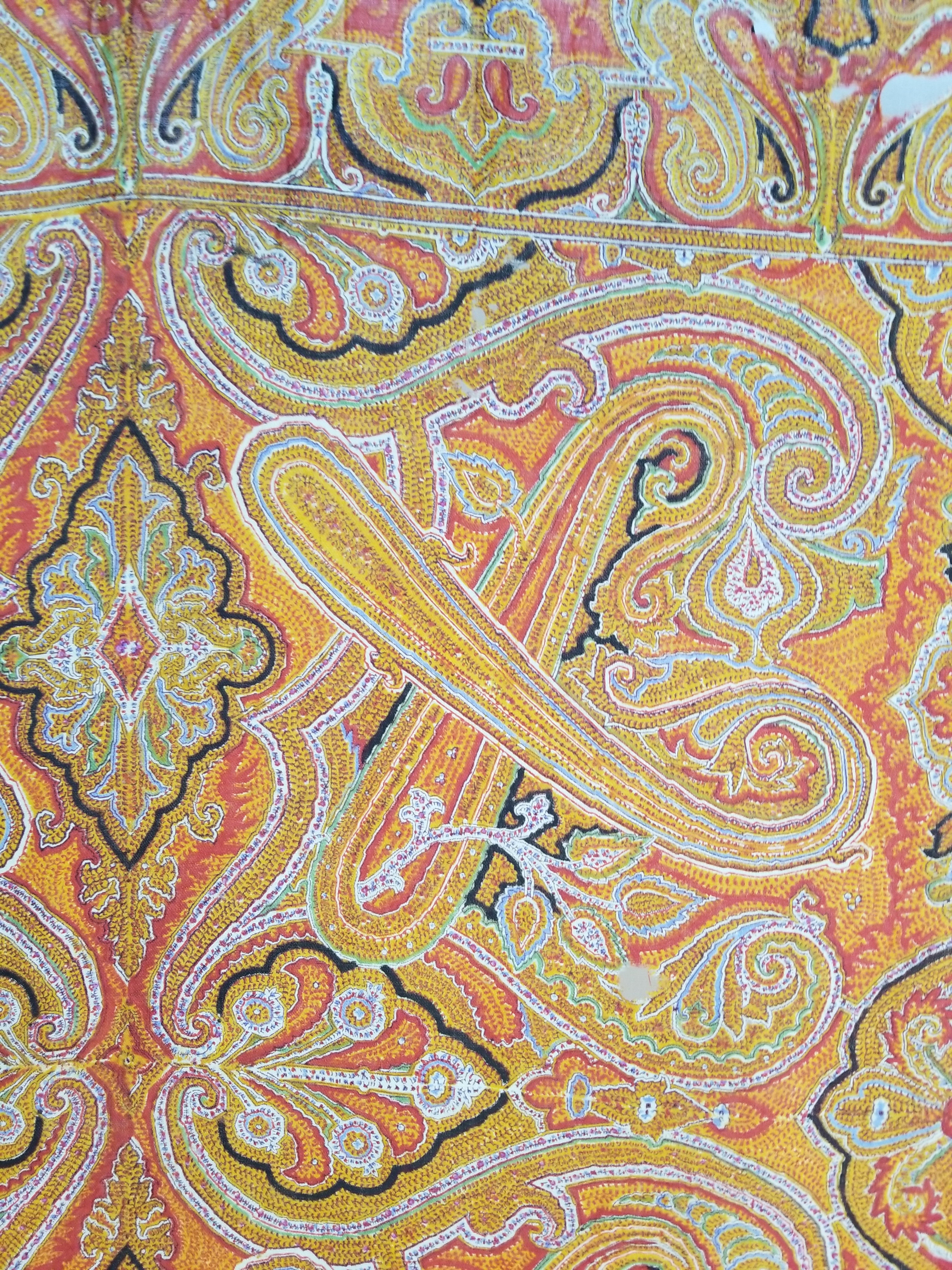 Vintage Traditional Printed Kashmiri Paisley Shawl 158x155cm