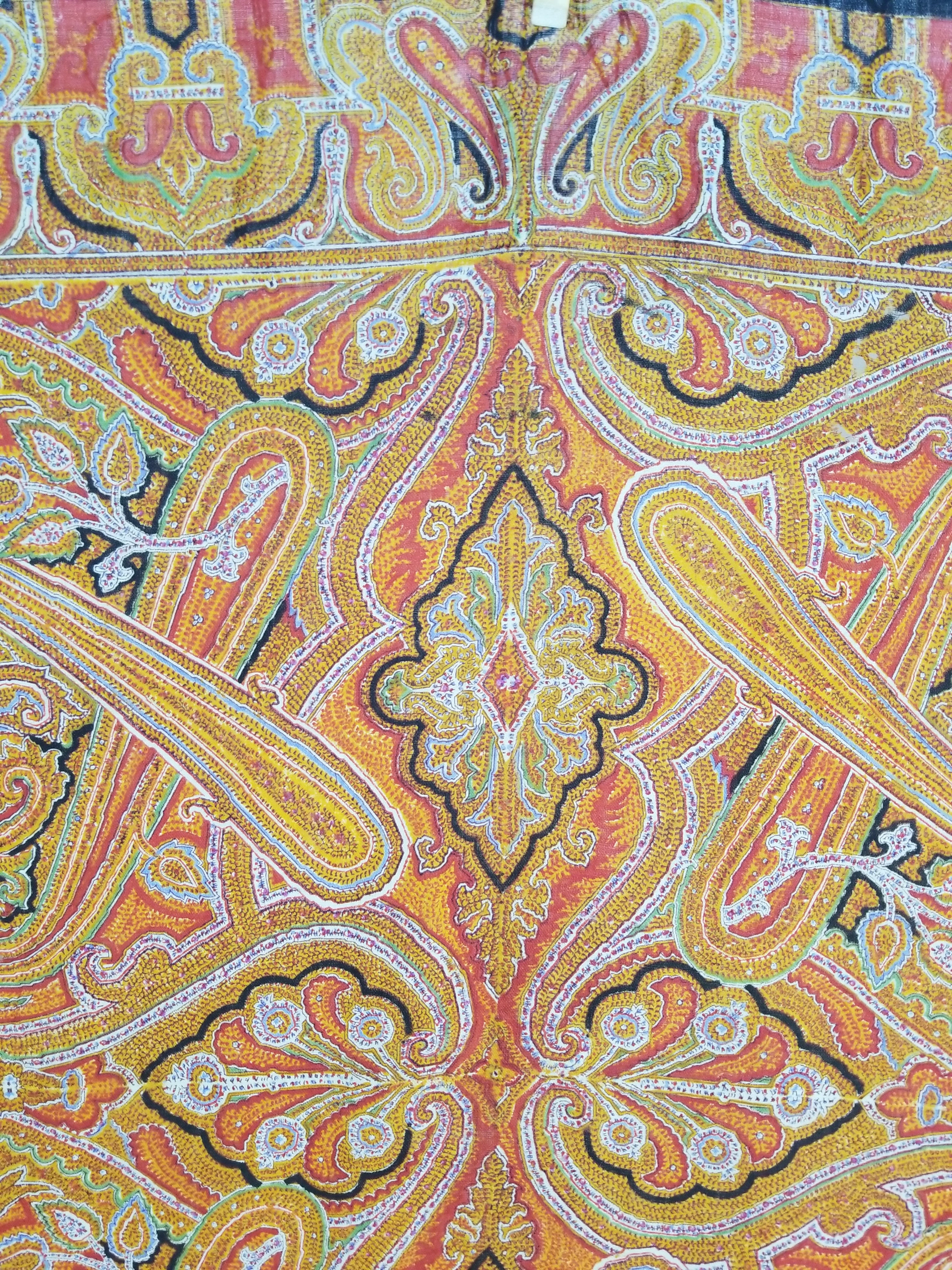 Vintage Traditional Printed Kashmiri Paisley Shawl 158x155cm