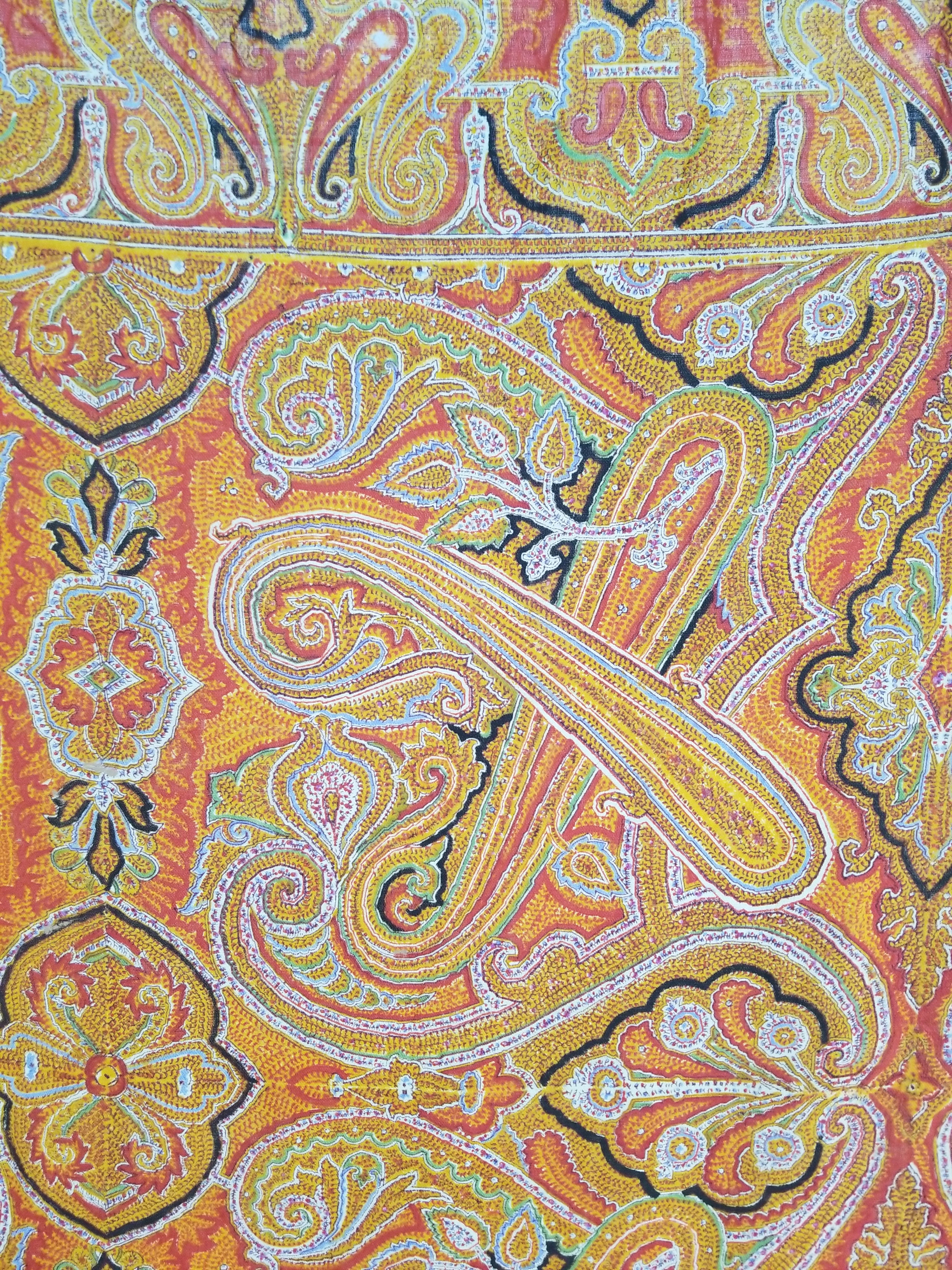 Vintage Traditional Printed Kashmiri Paisley Shawl 158x155cm