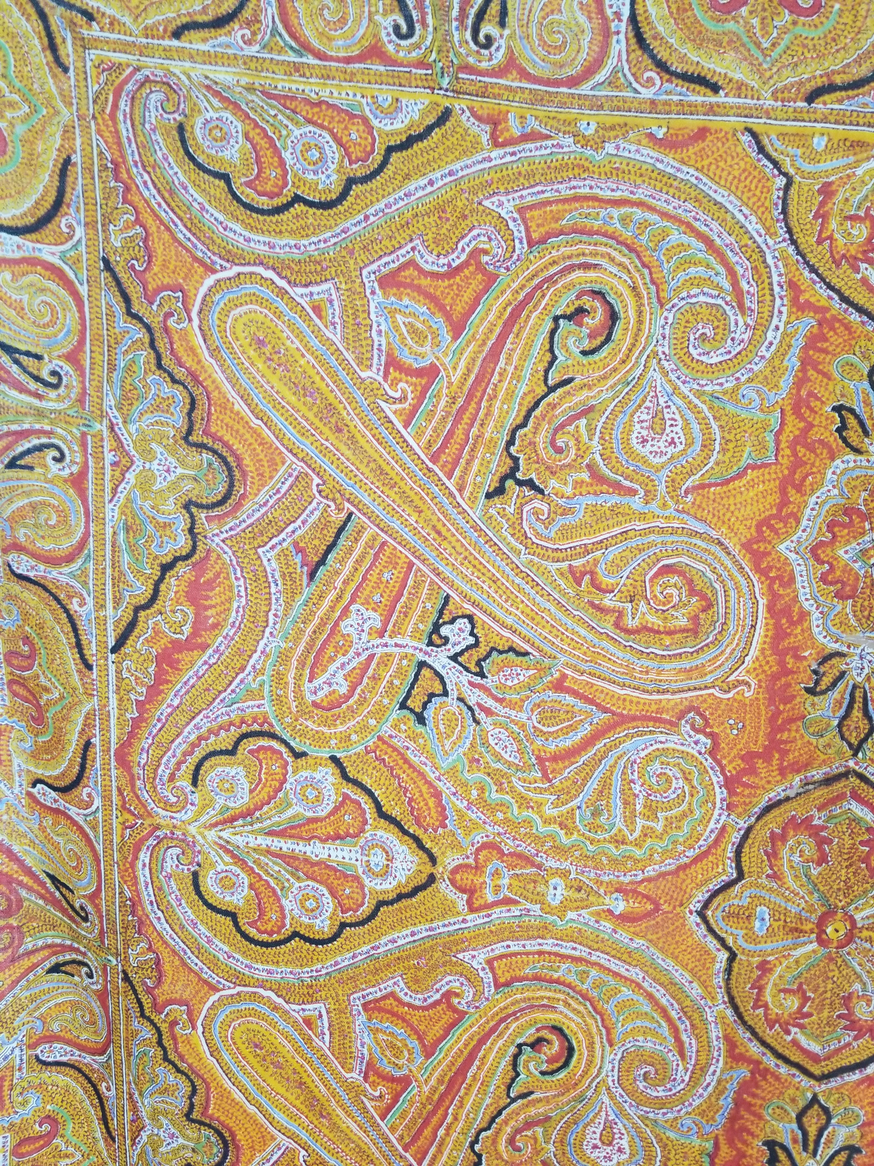 Vintage Traditional Printed Kashmiri Paisley Shawl 158x155cm