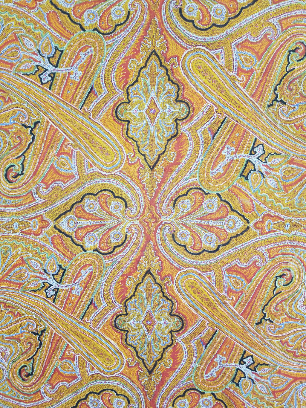 Vintage Traditional Printed Kashmiri Paisley Shawl 158x155cm