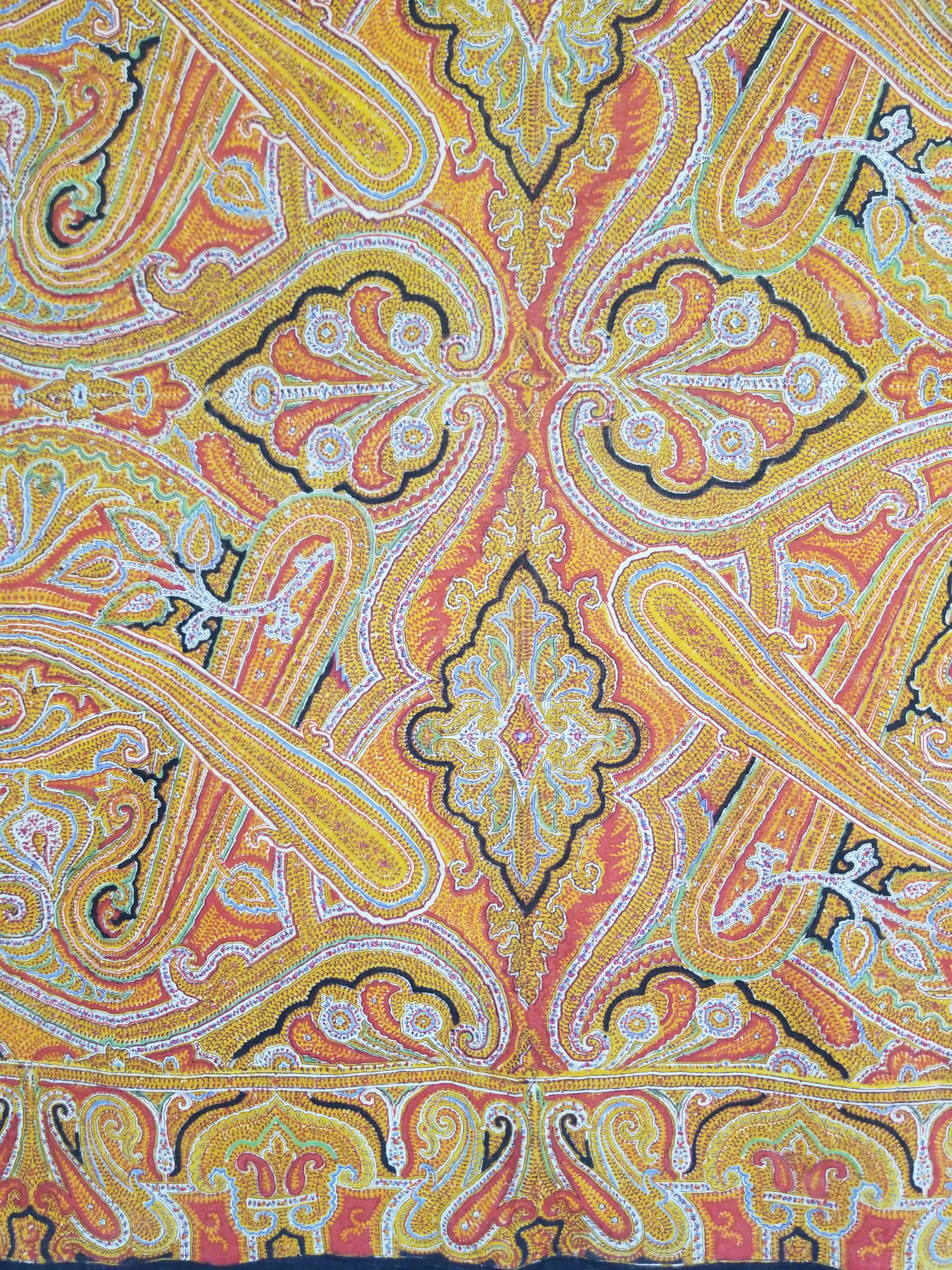 Vintage Traditional Printed Kashmiri Paisley Shawl 158x155cm