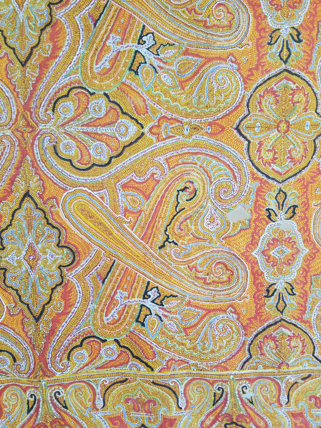 Vintage Traditional Printed Kashmiri Paisley Shawl 158x155cm
