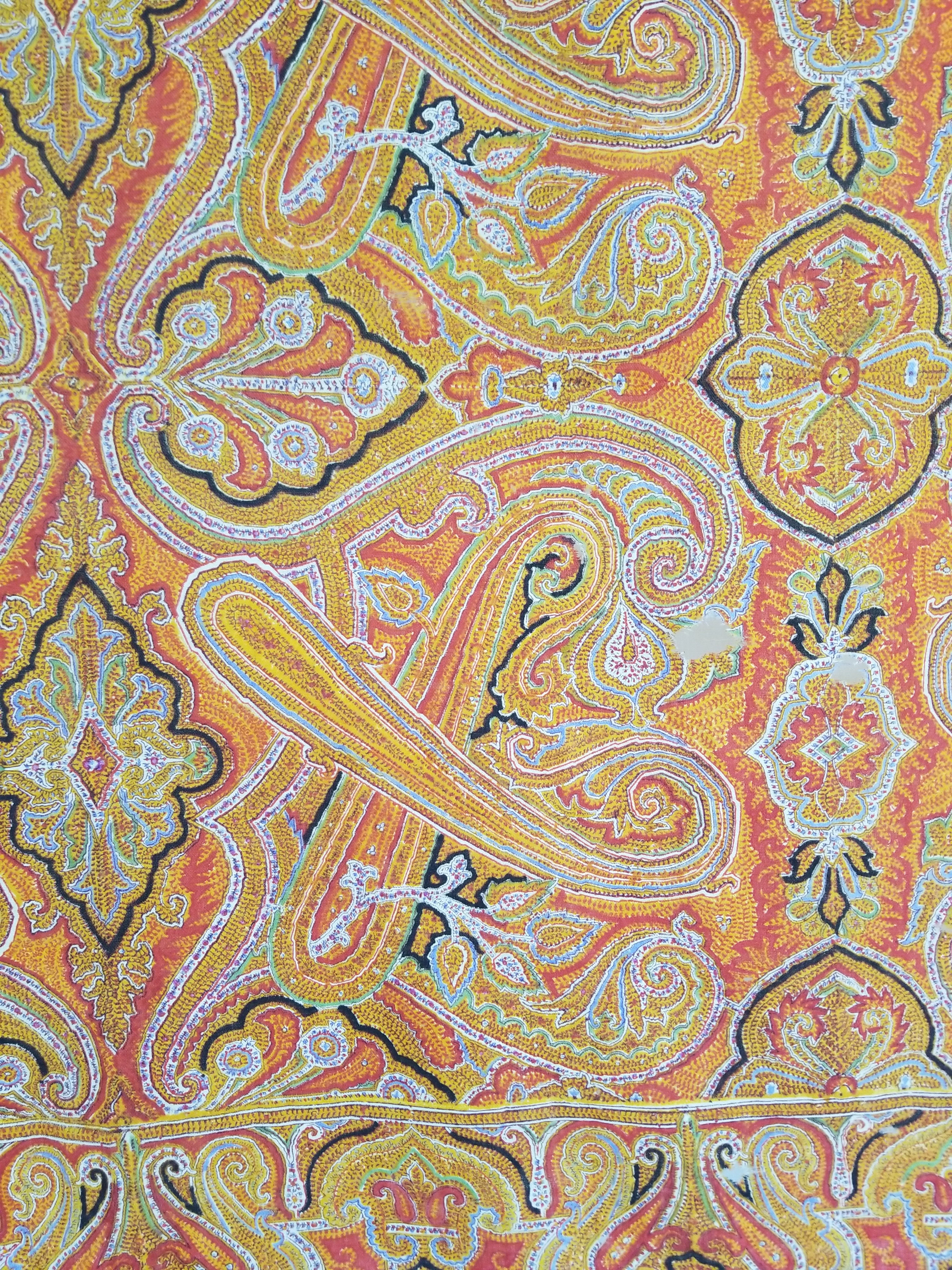 Vintage Traditional Printed Kashmiri Paisley Shawl 158x155cm