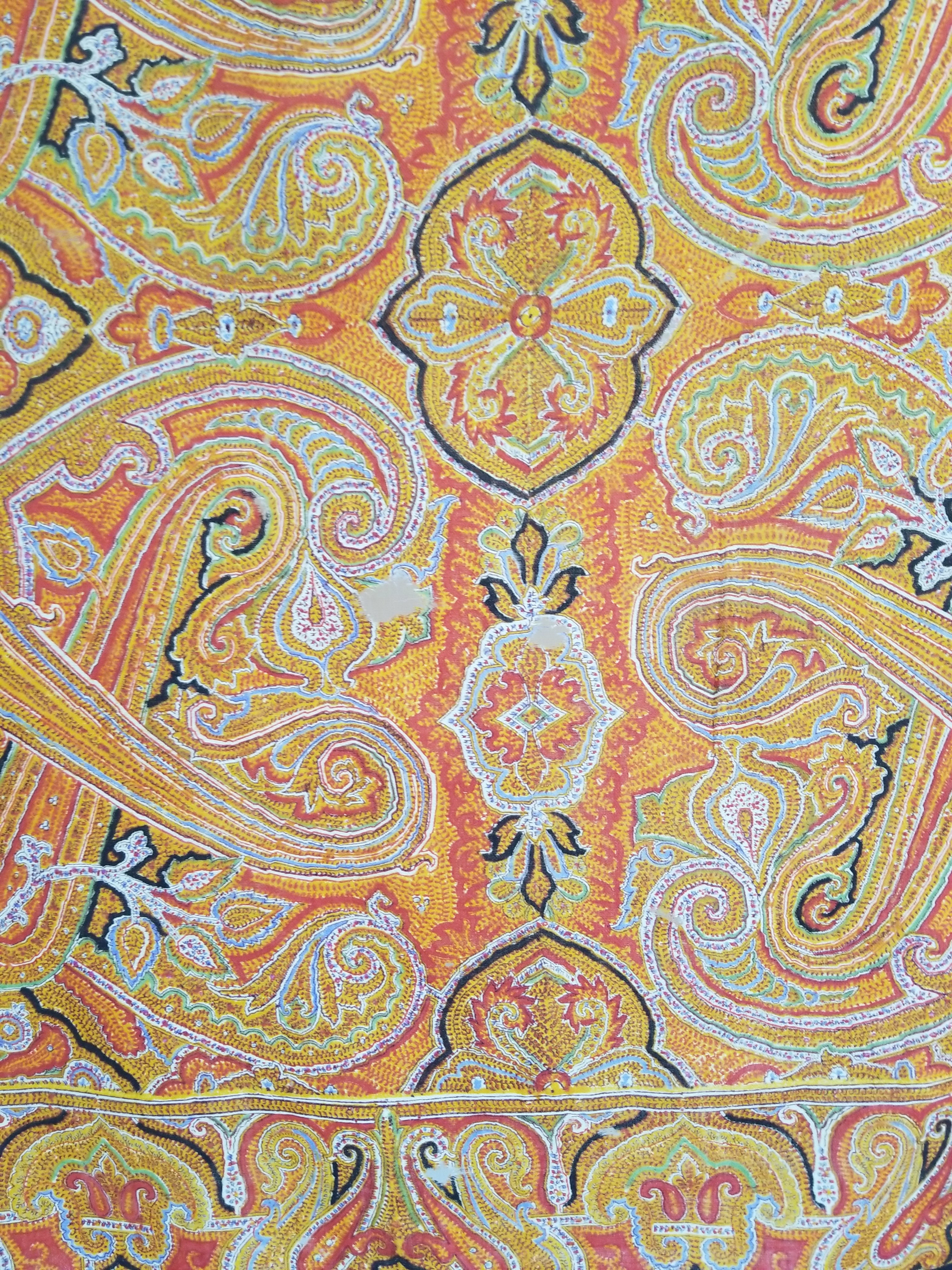 Vintage Traditional Printed Kashmiri Paisley Shawl 158x155cm