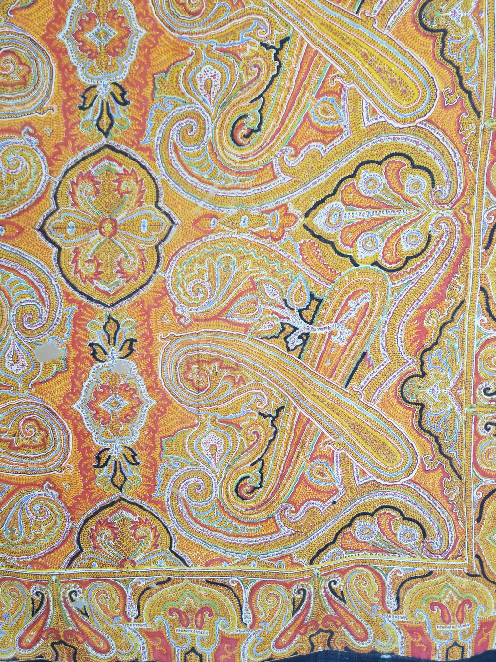 Vintage Traditional Printed Kashmiri Paisley Shawl 158x155cm