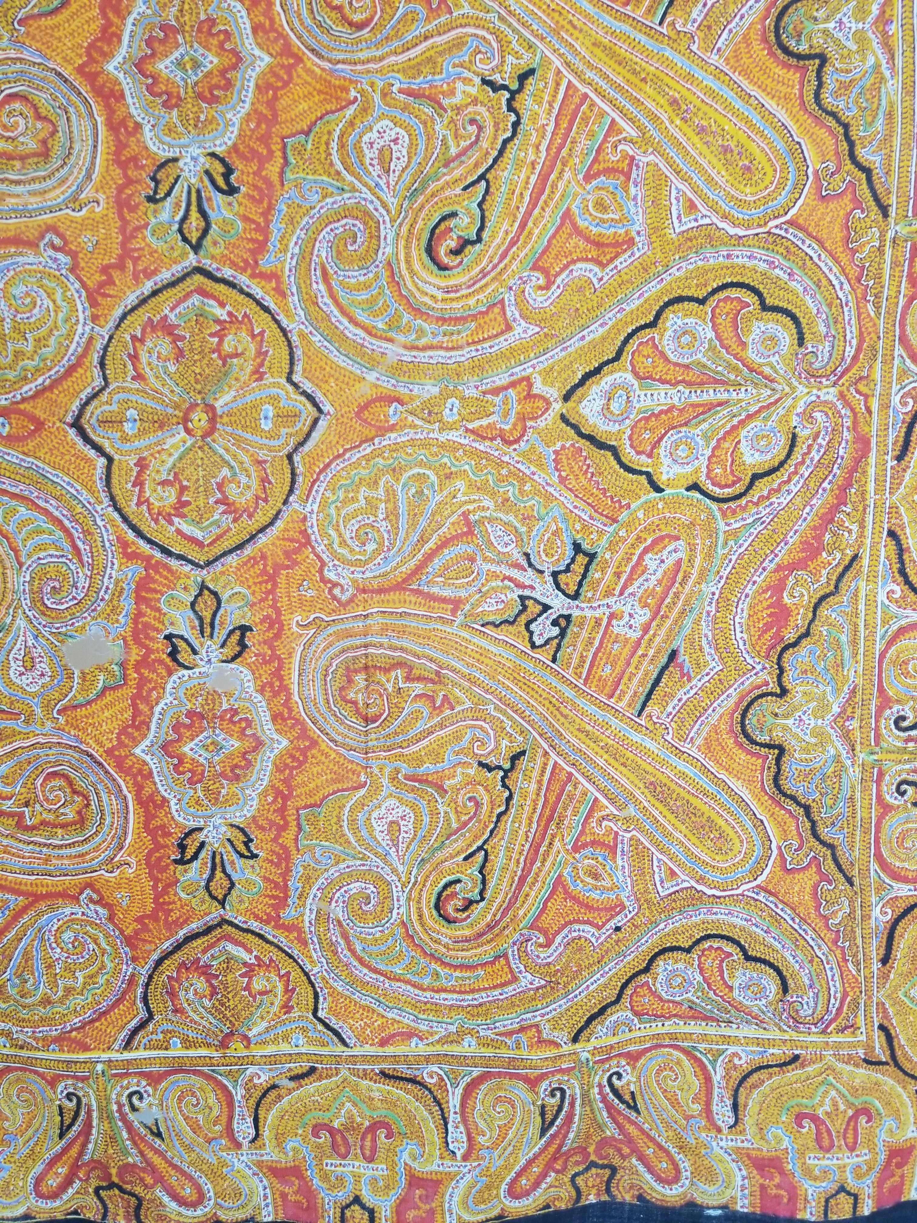 Vintage Traditional Printed Kashmiri Paisley Shawl 158x155cm