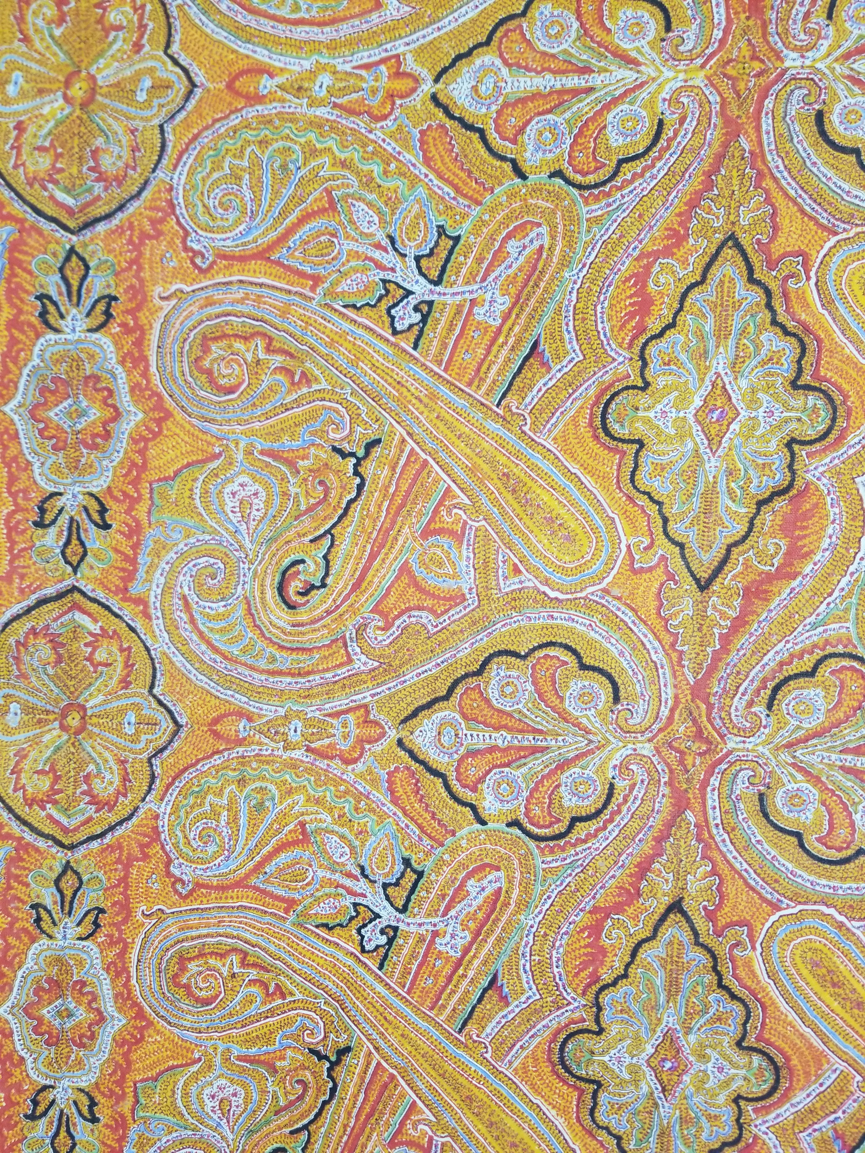 Vintage Traditional Printed Kashmiri Paisley Shawl 158x155cm