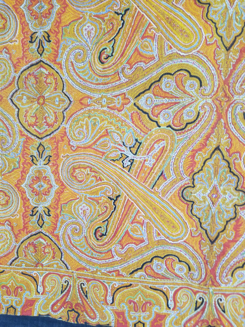 Vintage Traditional Printed Kashmiri Paisley Shawl 158x155cm