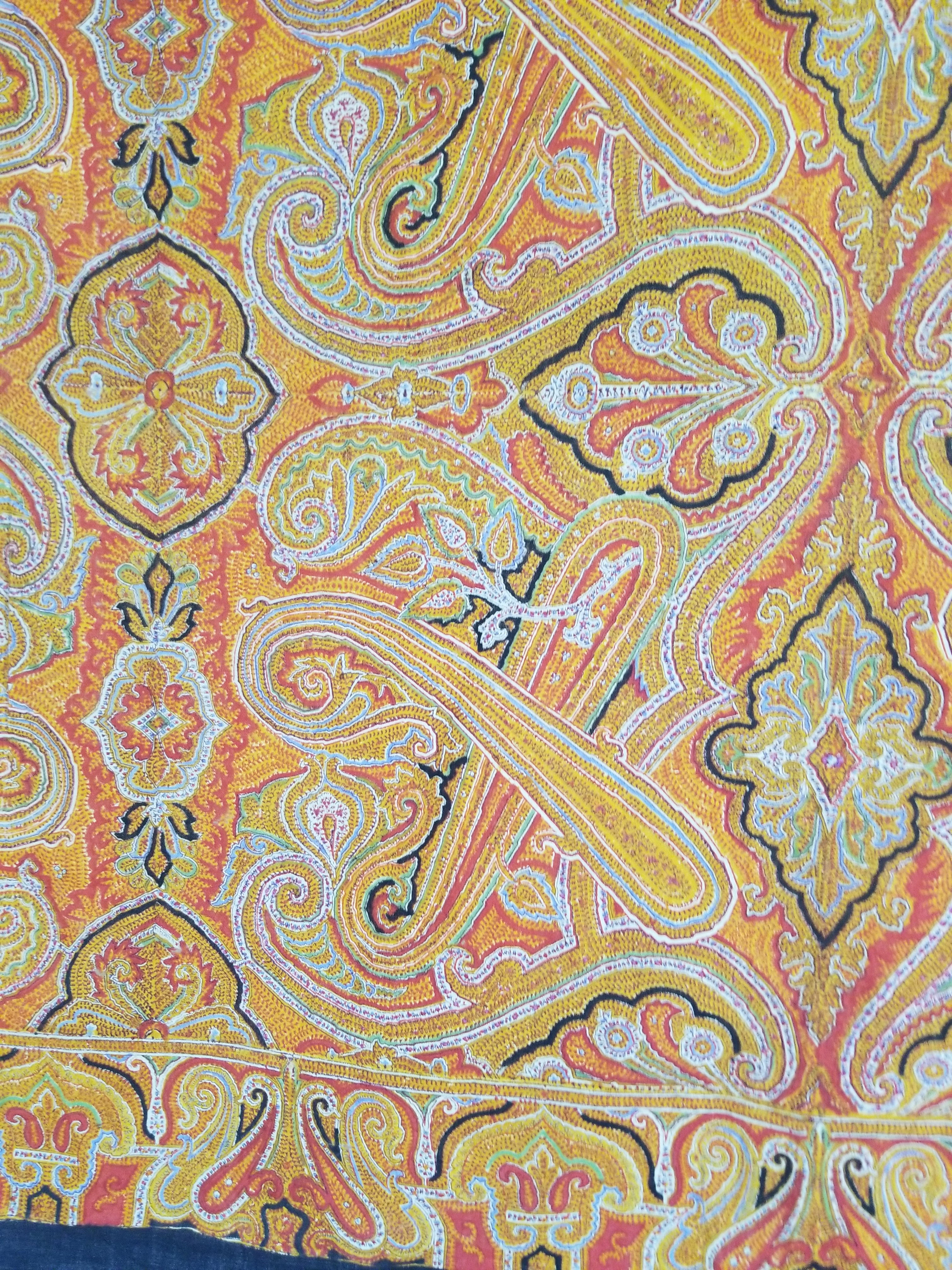 Vintage Traditional Printed Kashmiri Paisley Shawl 158x155cm