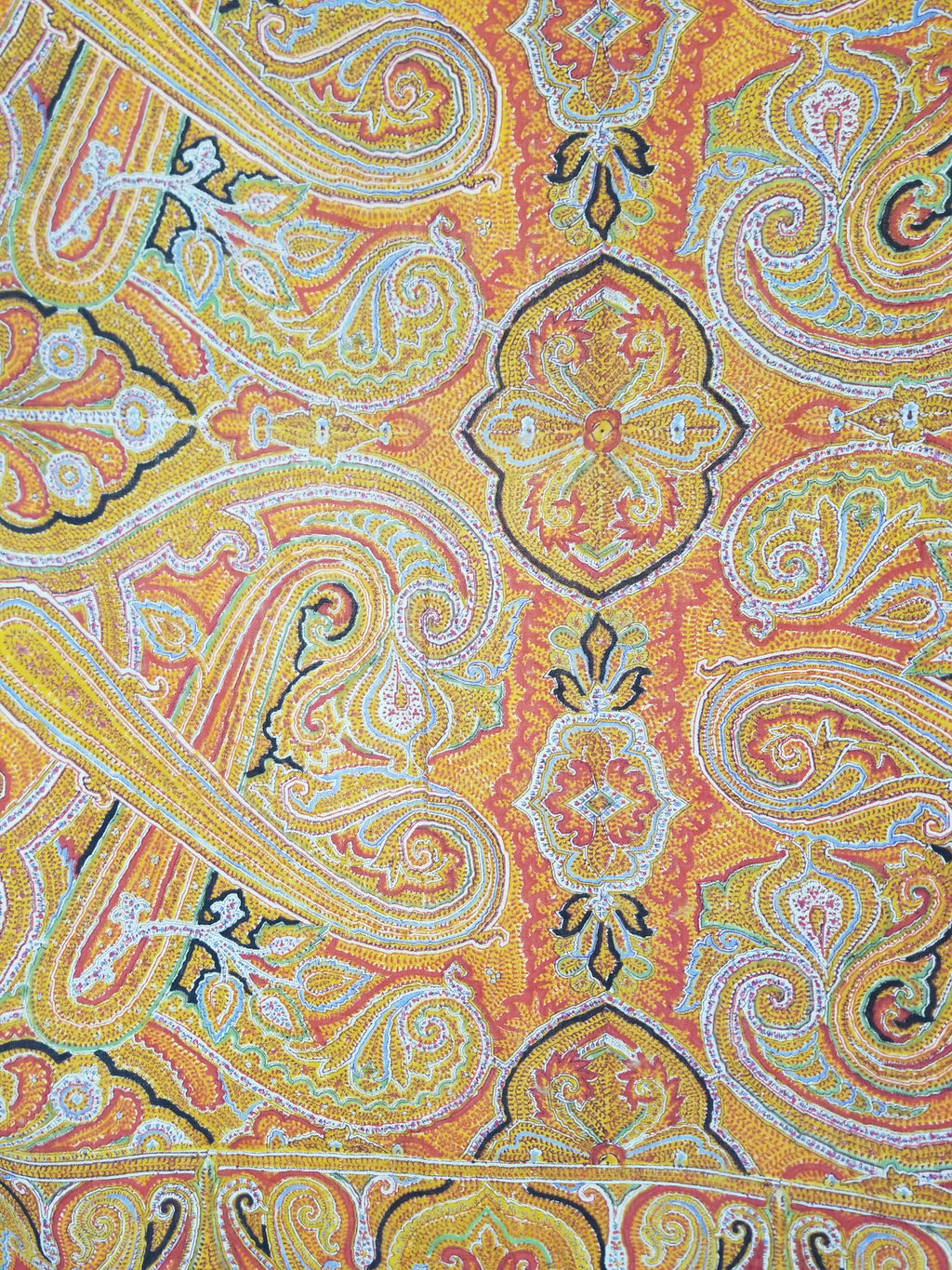 Vintage Traditional Printed Kashmiri Paisley Shawl 158x155cm