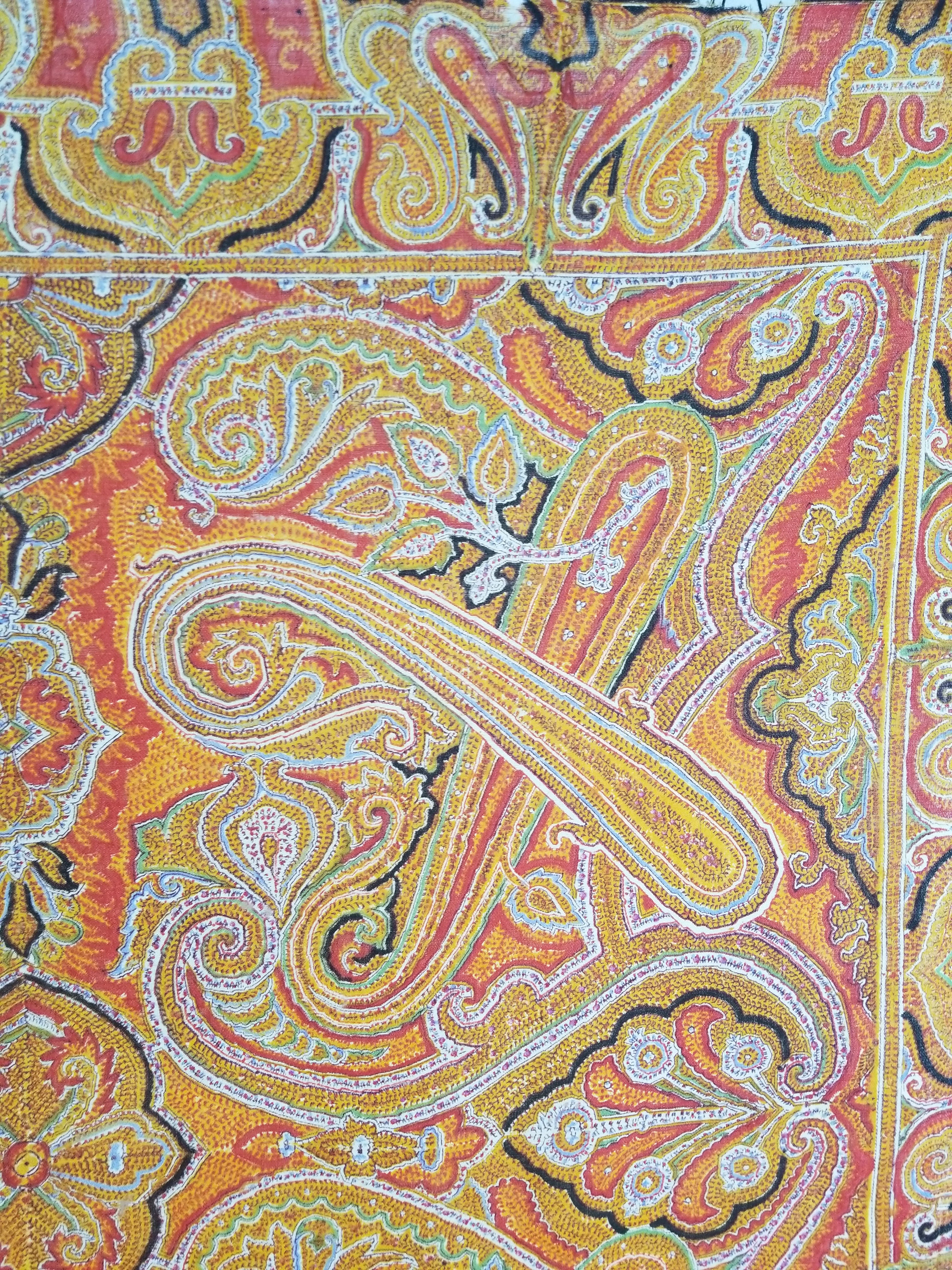 Vintage Traditional Printed Kashmiri Paisley Shawl 158x155cm