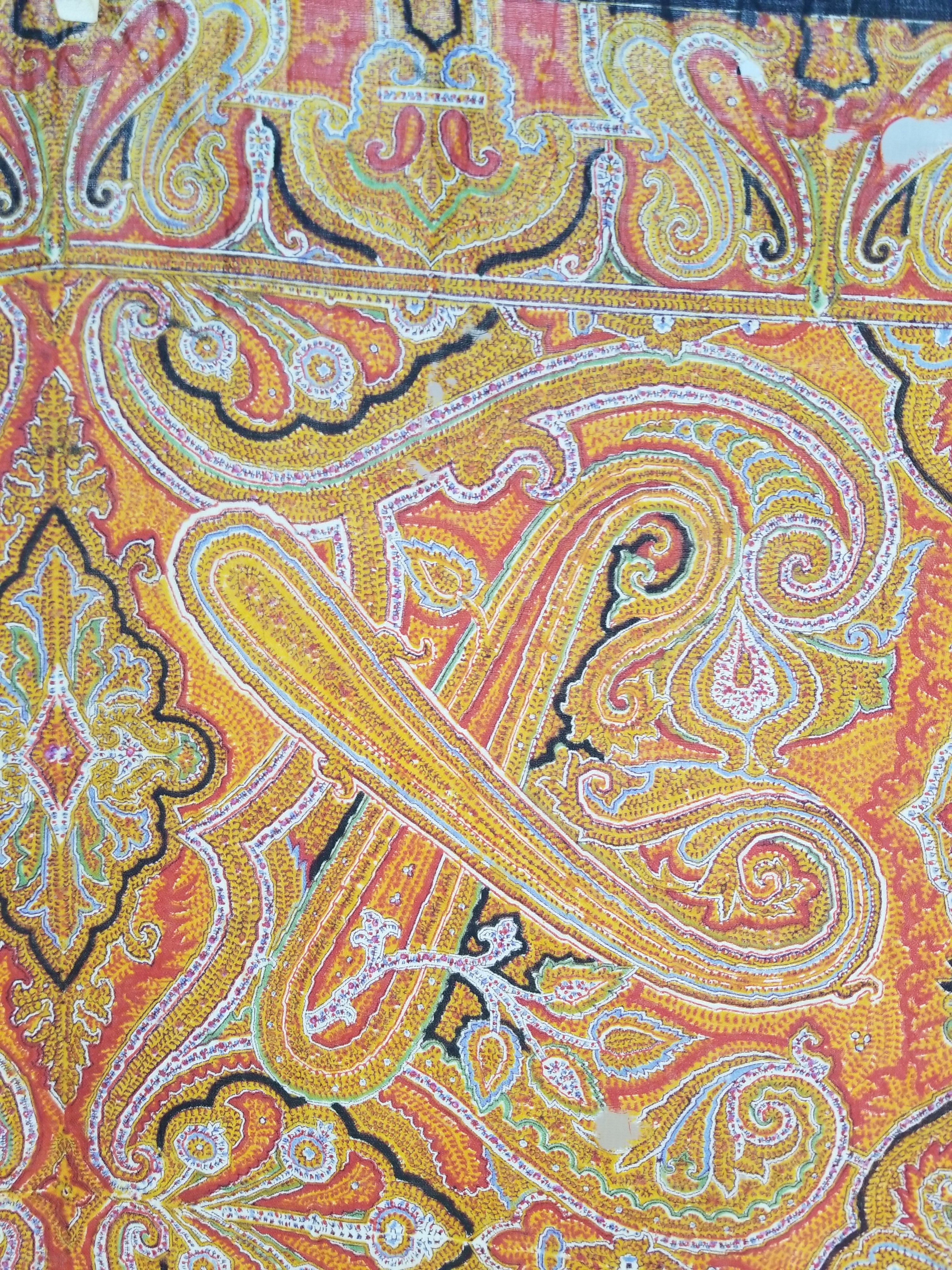 Vintage Traditional Printed Kashmiri Paisley Shawl 158x155cm