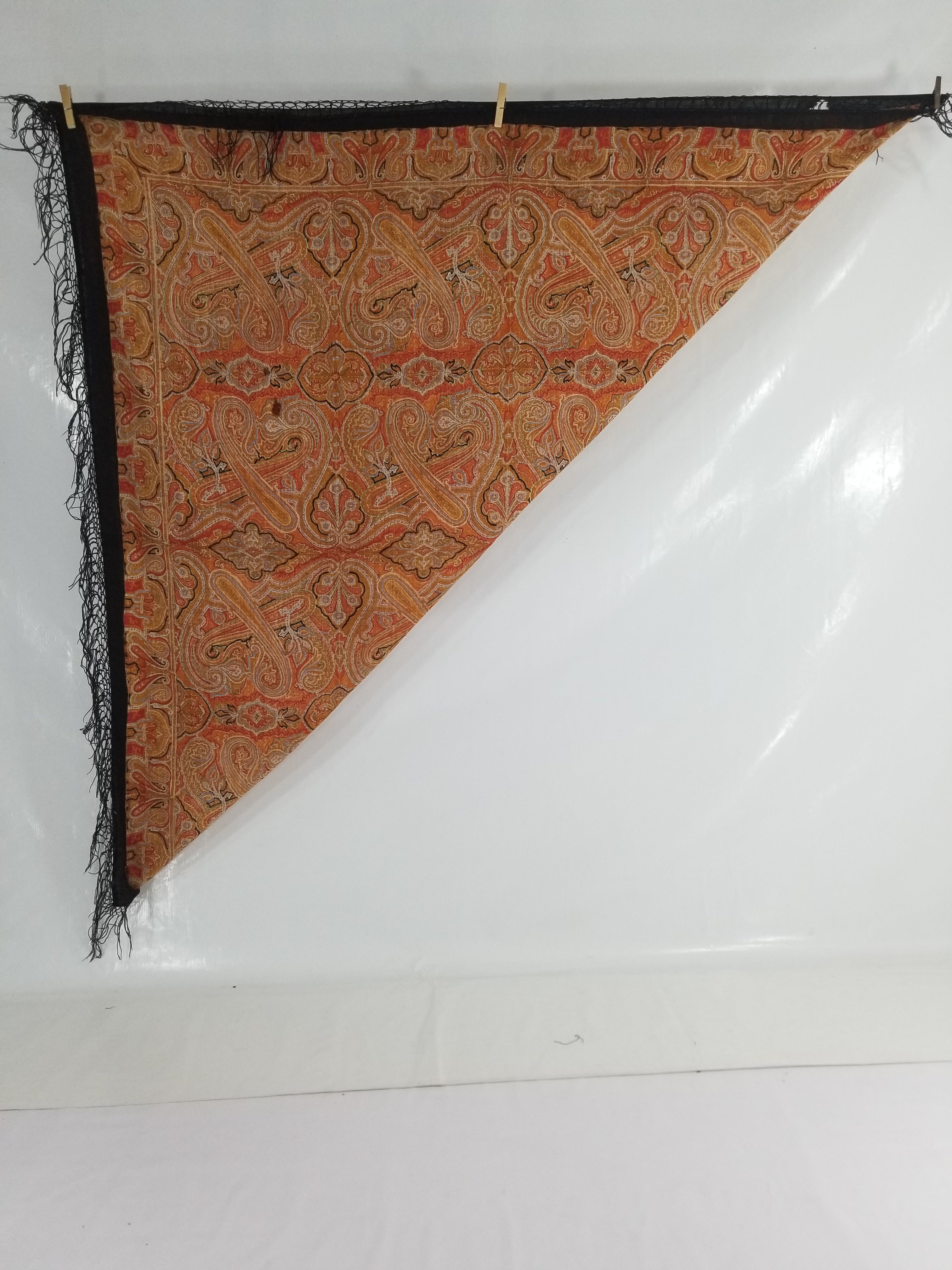 Vintage Traditional Printed Kashmiri Paisley Shawl 158x155cm