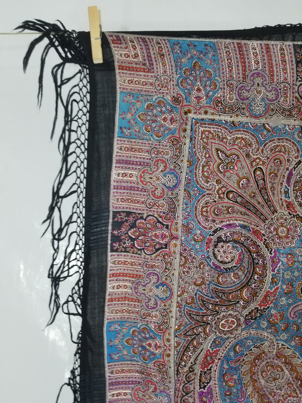 Antique Traditional Printed Kashmiri Paisley Shawl/ Scarf 163x160cm