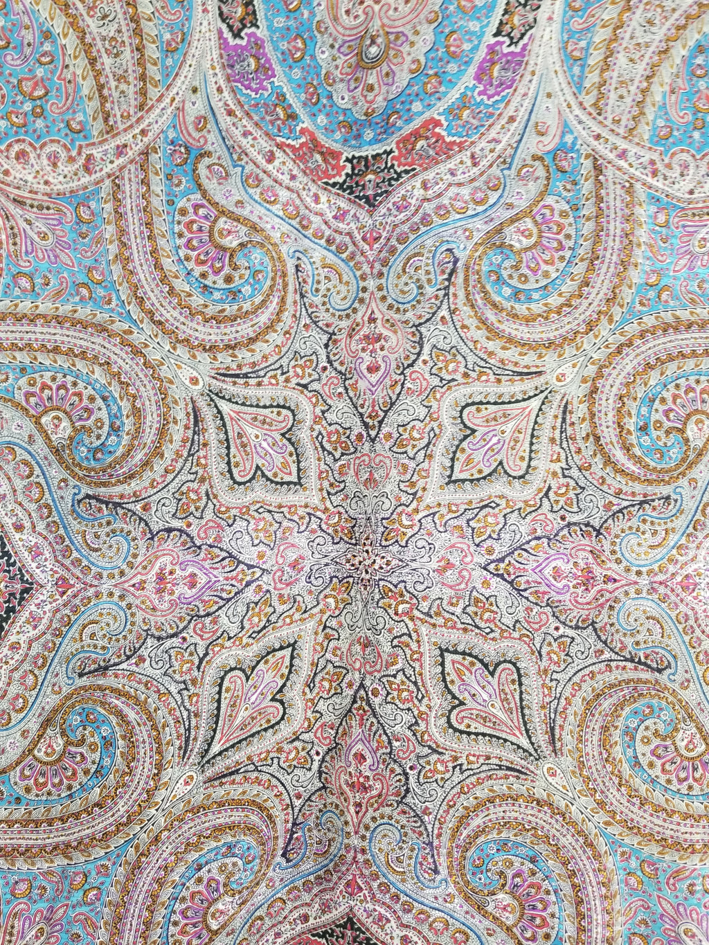 Antique Traditional Printed Kashmiri Paisley Shawl/ Scarf 163x160cm