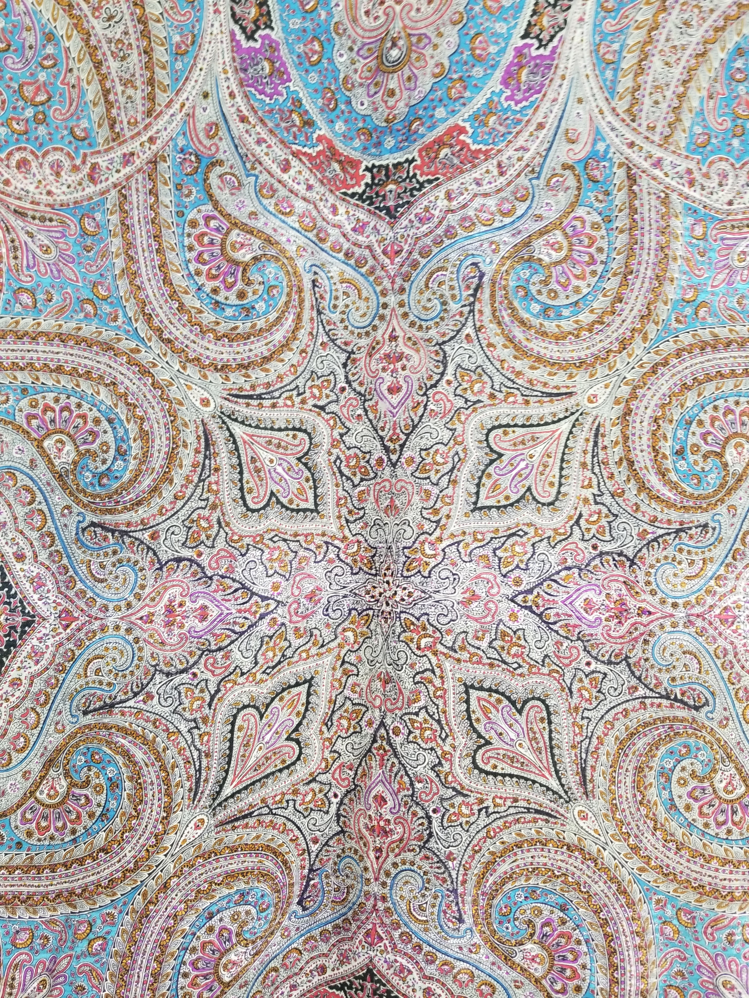 Antique Traditional Printed Kashmiri Paisley Shawl/ Scarf 163x160cm