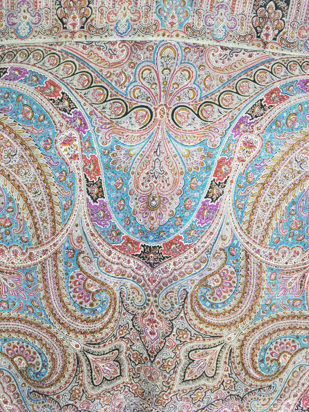 Antique Traditional Printed Kashmiri Paisley Shawl/ Scarf 163x160cm