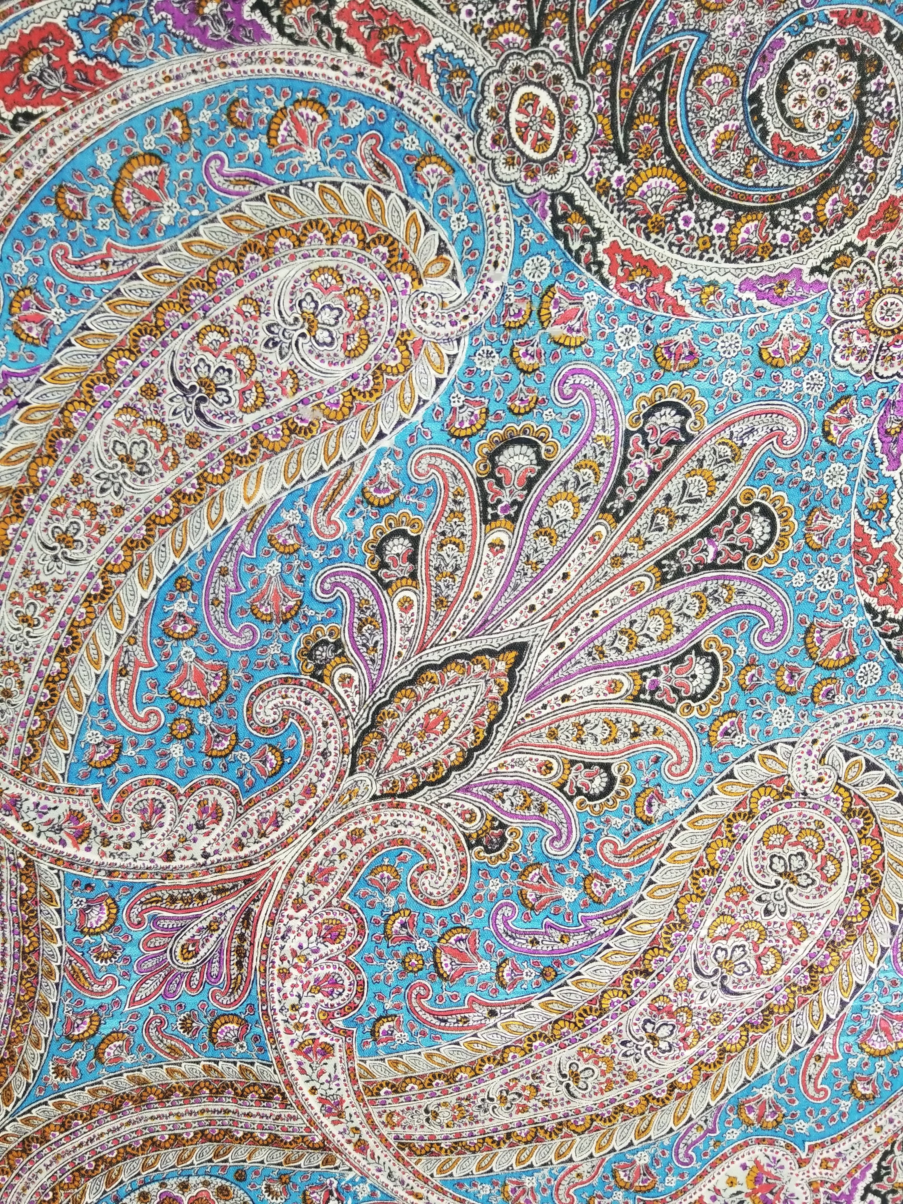 Antique Traditional Printed Kashmiri Paisley Shawl/ Scarf 163x160cm