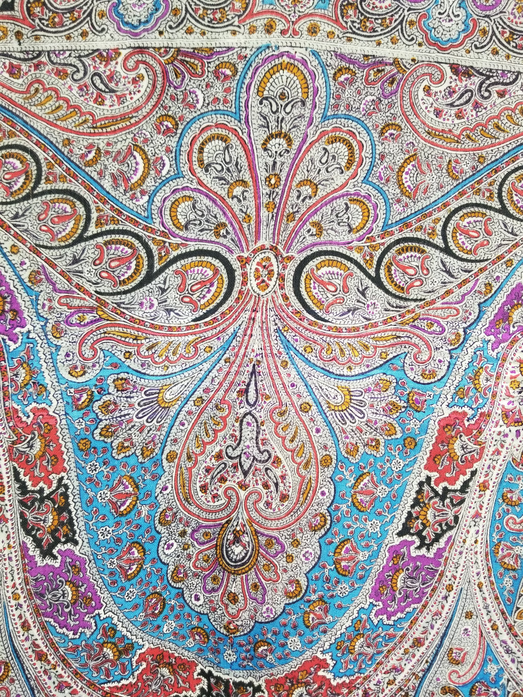 Antique Traditional Printed Kashmiri Paisley Shawl/ Scarf 163x160cm