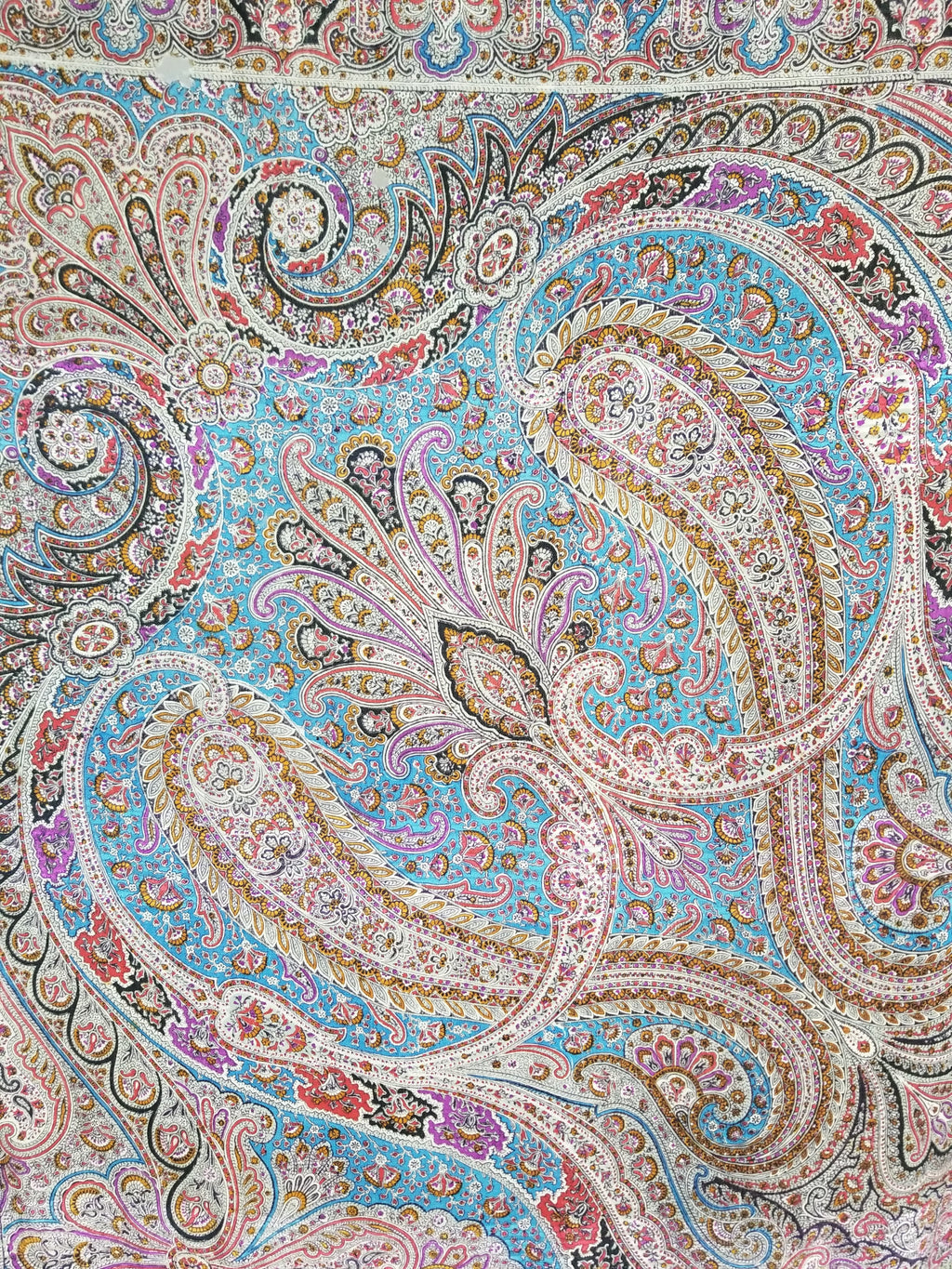 Antique Traditional Printed Kashmiri Paisley Shawl/ Scarf 163x160cm
