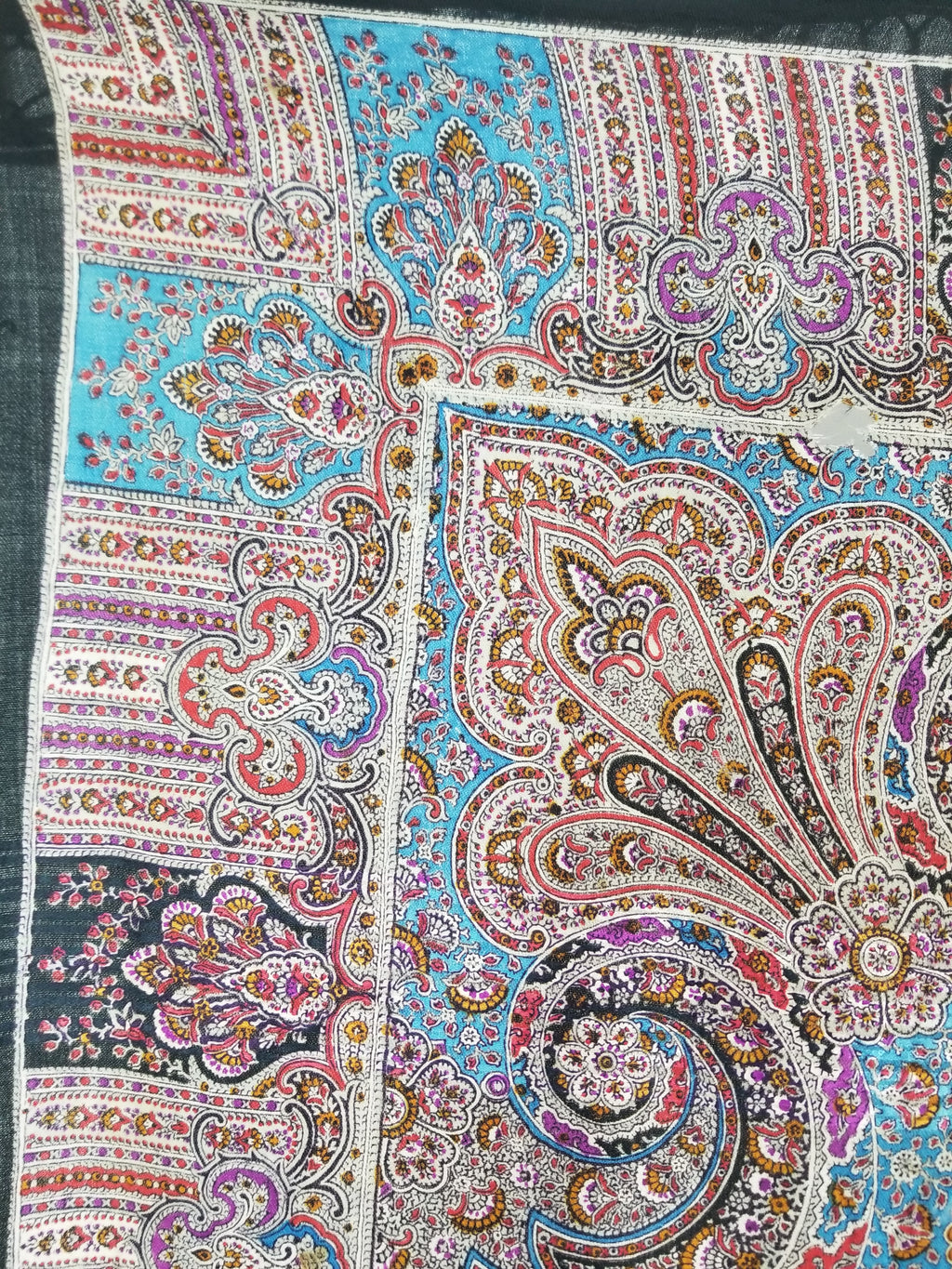 Antique Traditional Printed Kashmiri Paisley Shawl/ Scarf 163x160cm