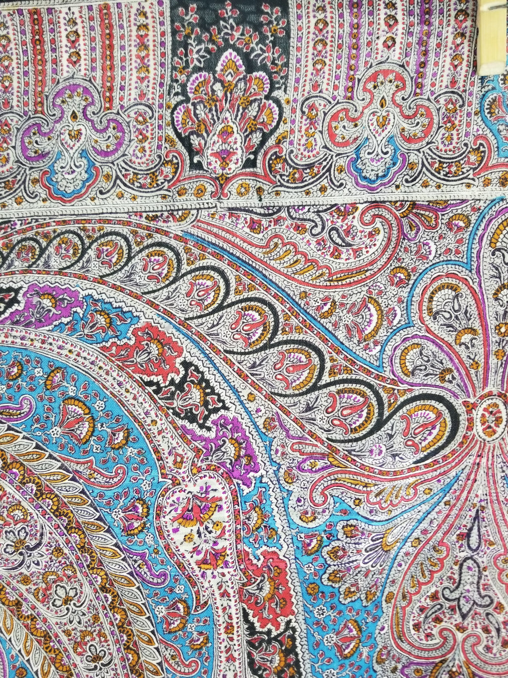 Antique Traditional Printed Kashmiri Paisley Shawl/ Scarf 163x160cm