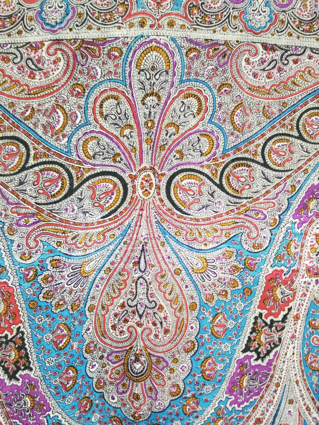 Antique Traditional Printed Kashmiri Paisley Shawl/ Scarf 163x160cm