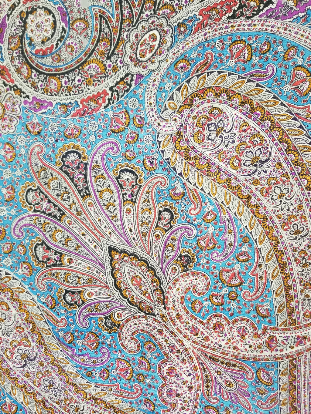 Antique Traditional Printed Kashmiri Paisley Shawl/ Scarf 163x160cm