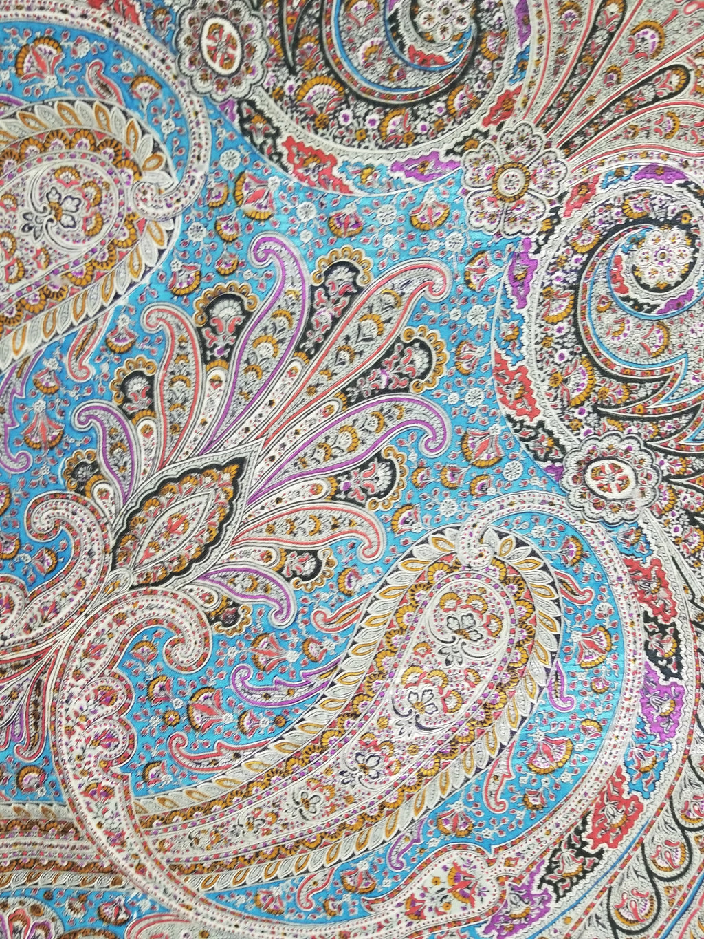 Antique Traditional Printed Kashmiri Paisley Shawl/ Scarf 163x160cm