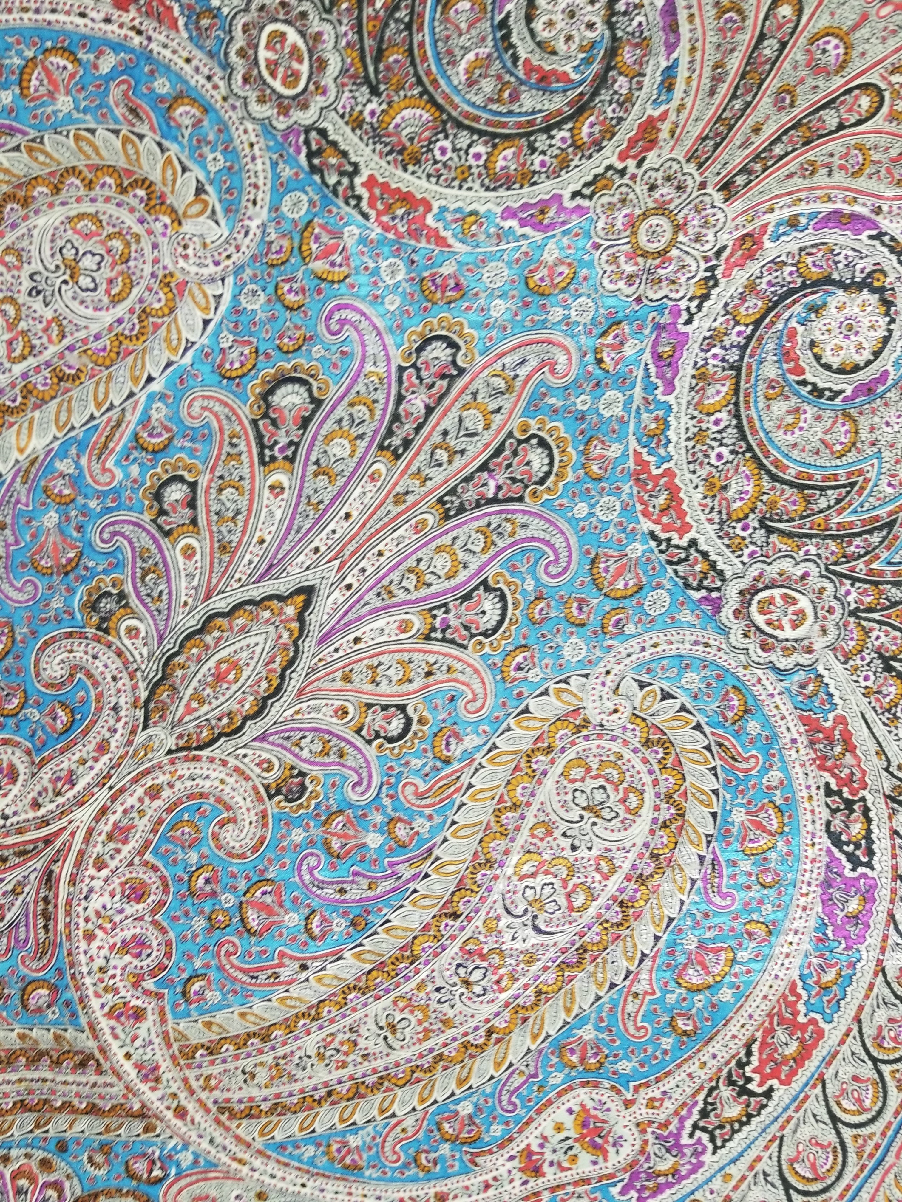 Antique Traditional Printed Kashmiri Paisley Shawl/ Scarf 163x160cm