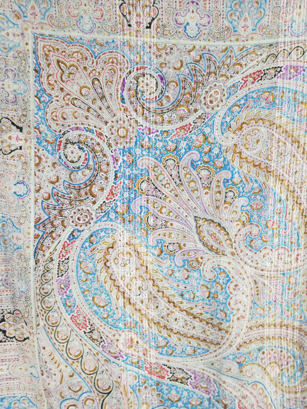 Antique Traditional Printed Kashmiri Paisley Shawl/ Scarf 163x160cm