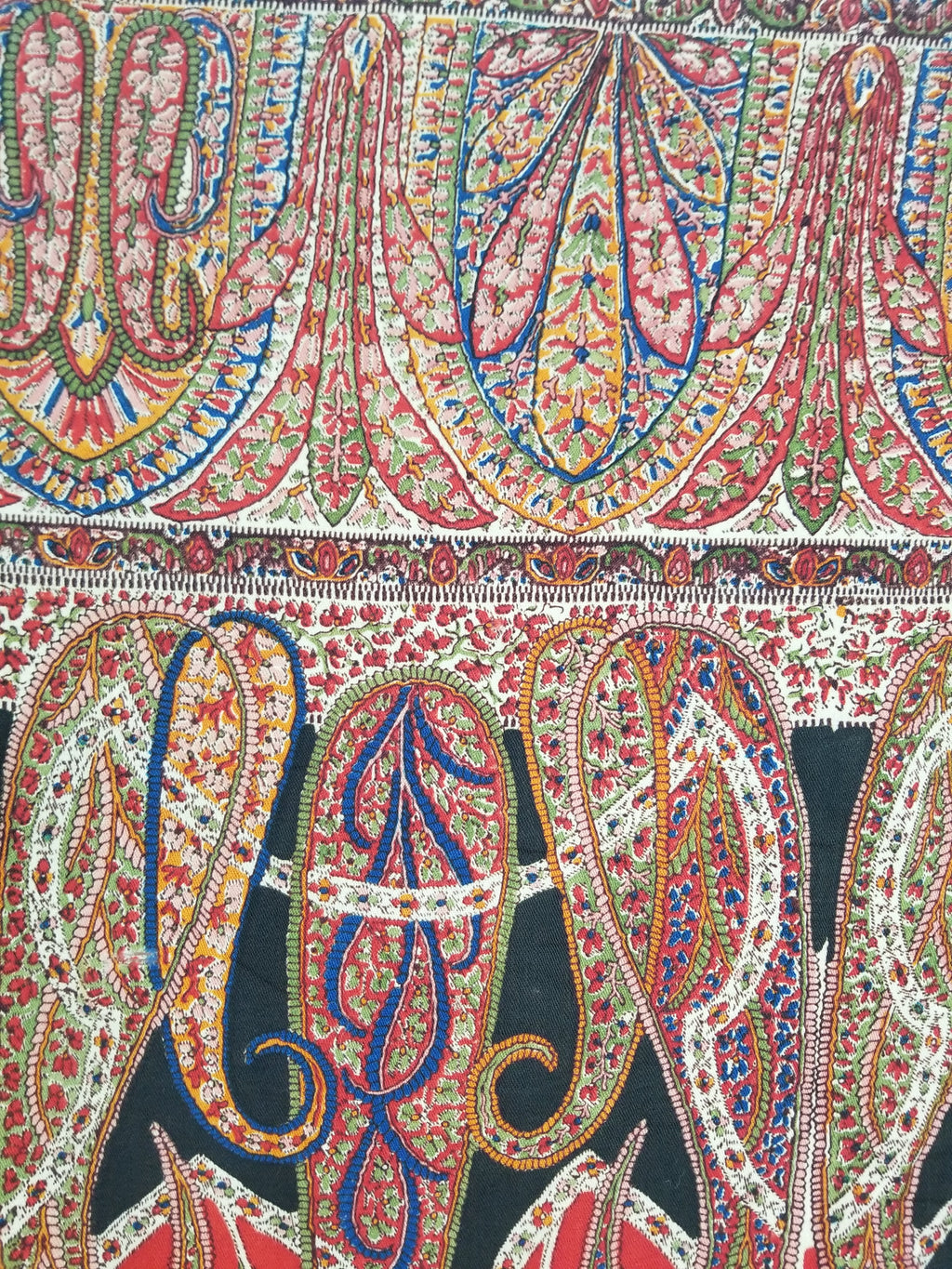 Vintage Traditional Printed Kashmiri Style Paisley Wool Shawl 158x155cm