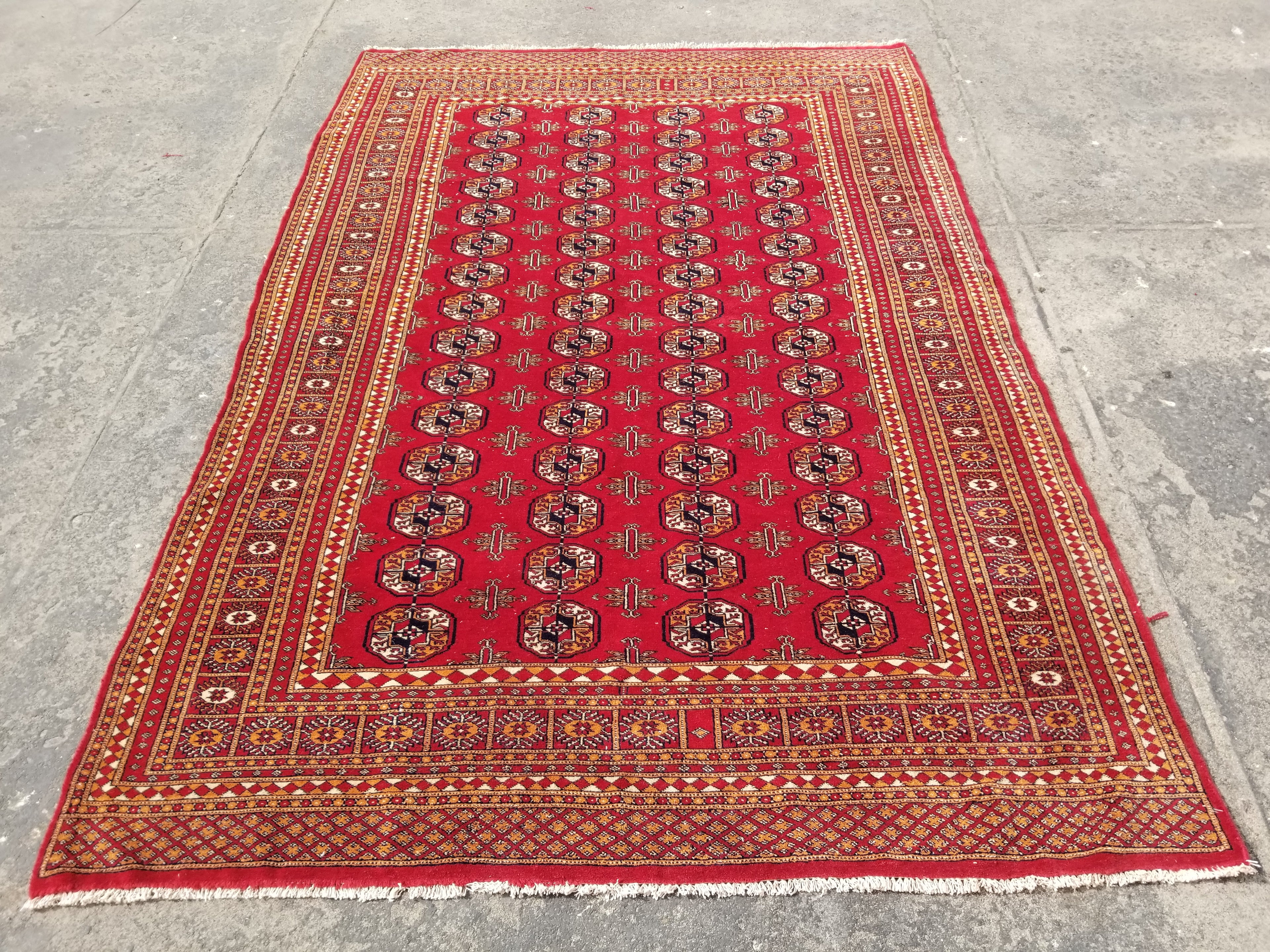 Vintage Traditional Handmade Pakistani Bokhara Wool Multicolor Rug 274x183cm