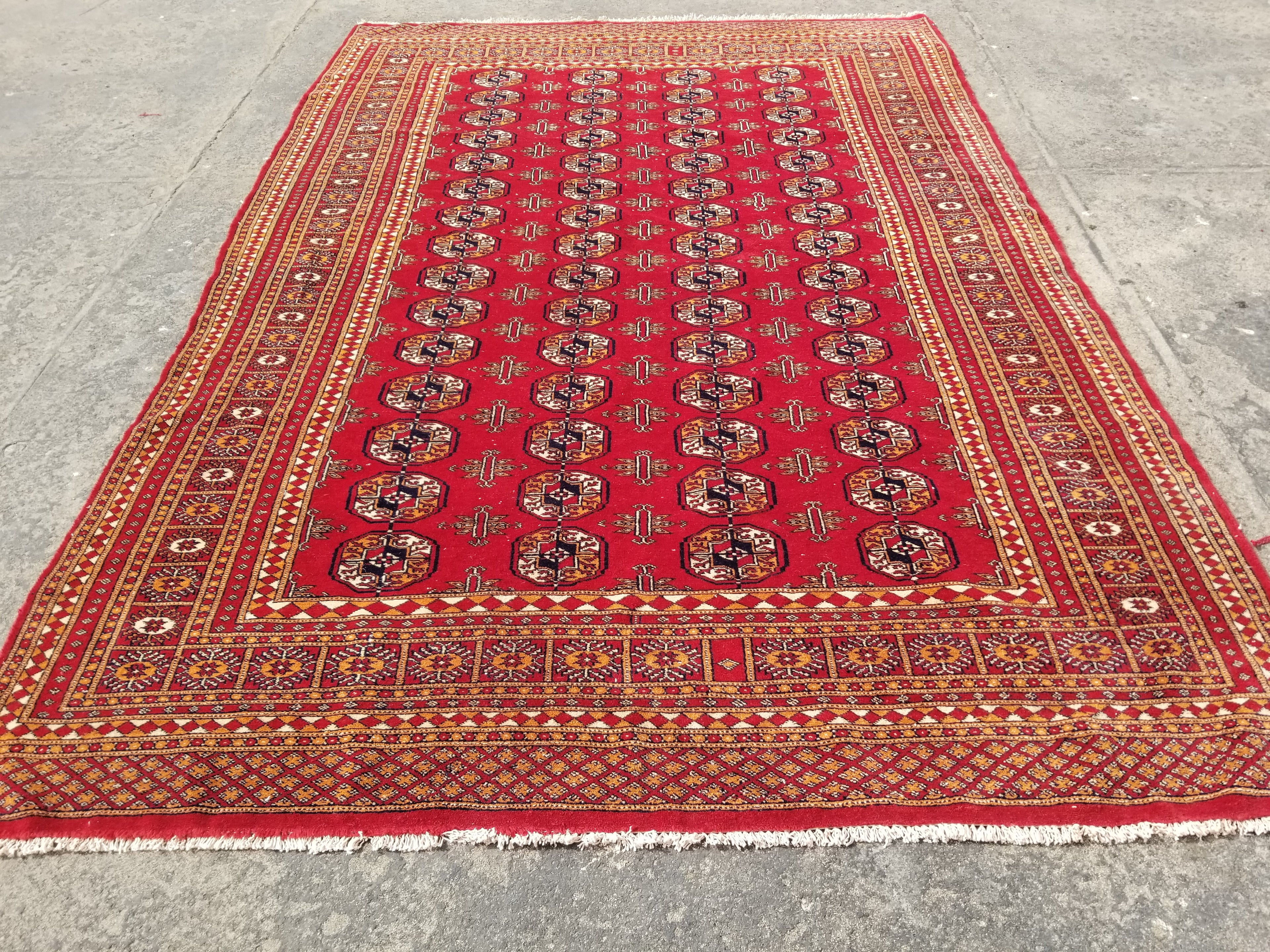 Vintage Traditional Handmade Pakistani Bokhara Wool Multicolor Rug 274x183cm