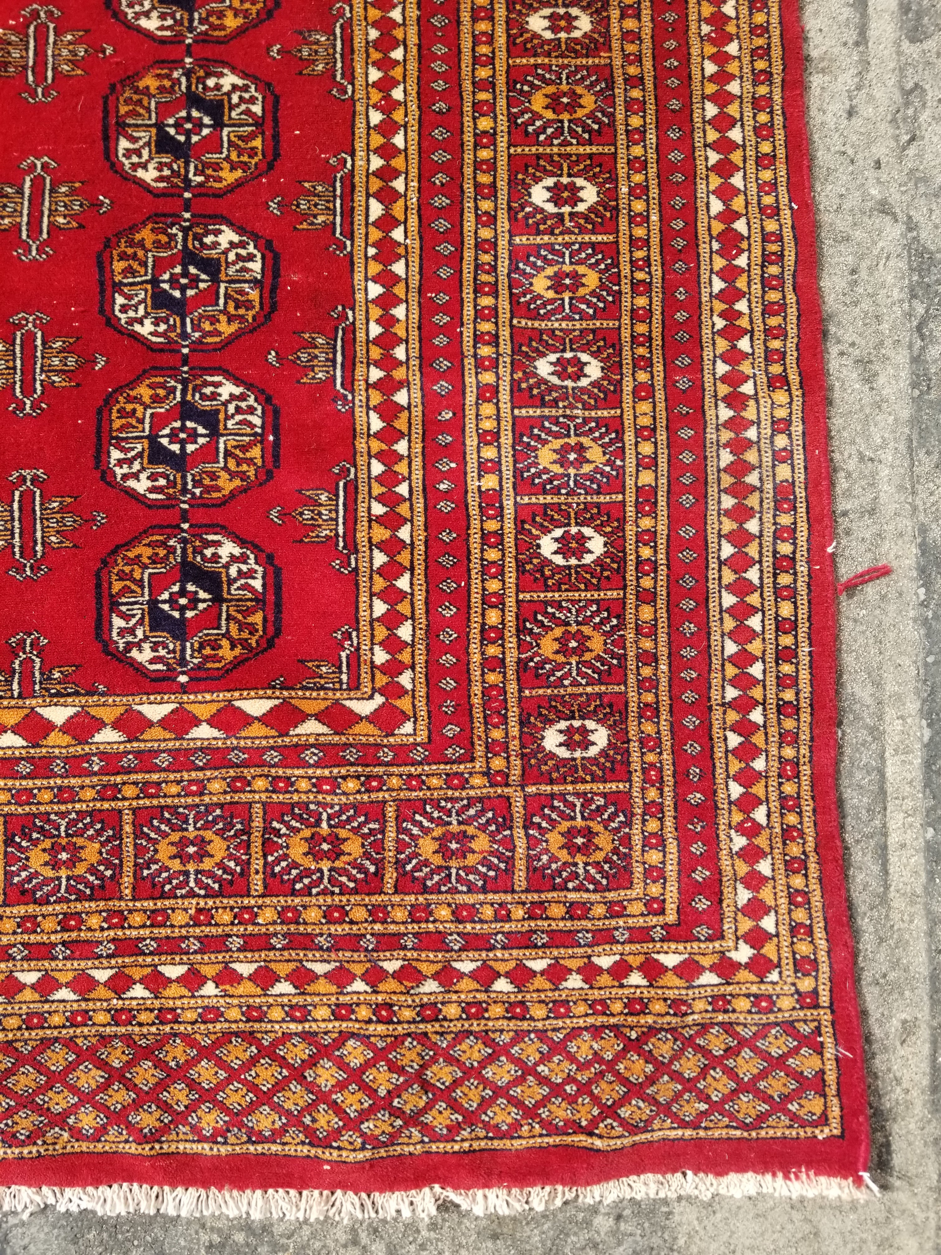 Vintage Traditional Handmade Pakistani Bokhara Wool Multicolor Rug 274x183cm
