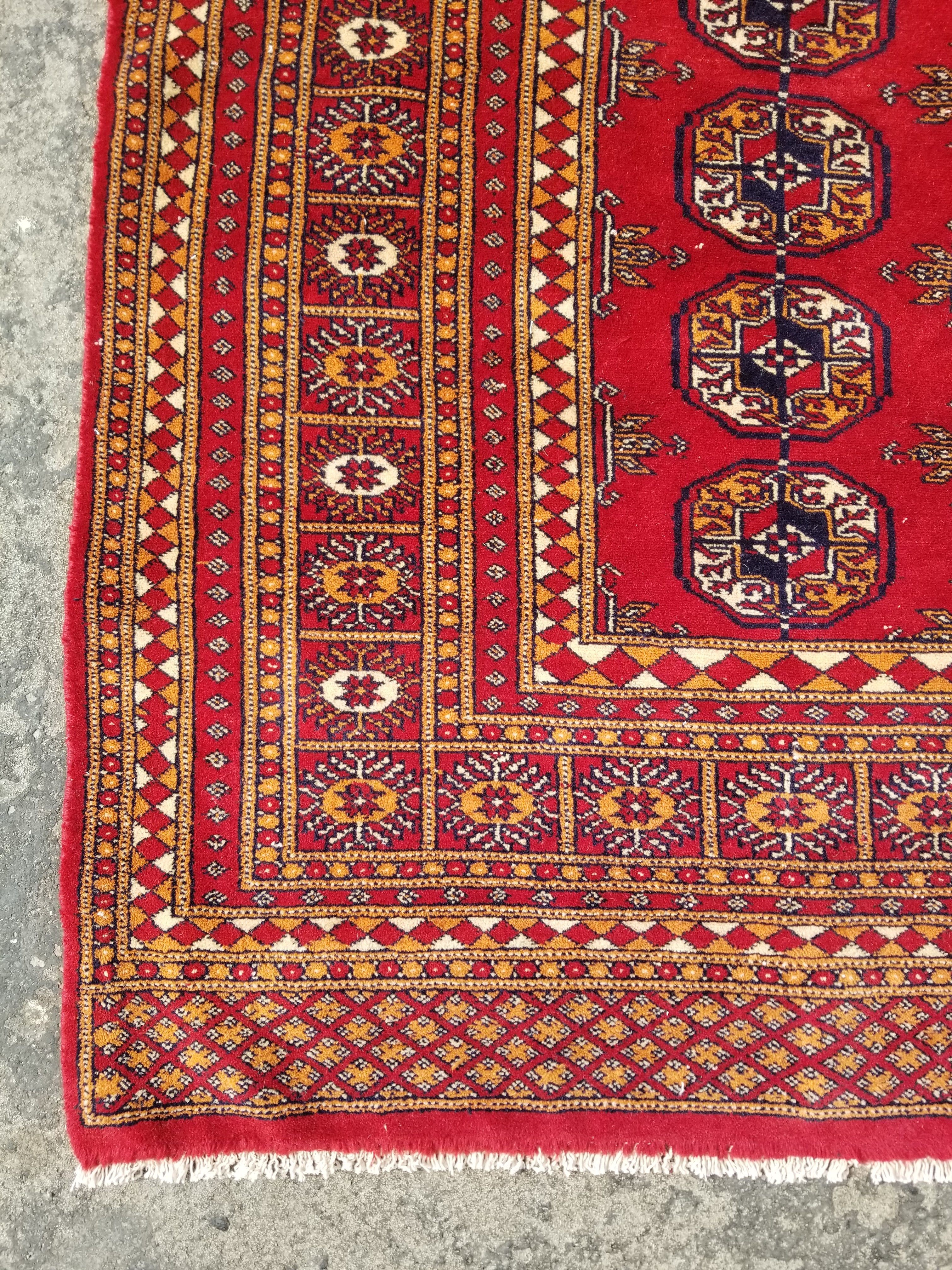 Vintage Traditional Handmade Pakistani Bokhara Wool Multicolor Rug 274x183cm