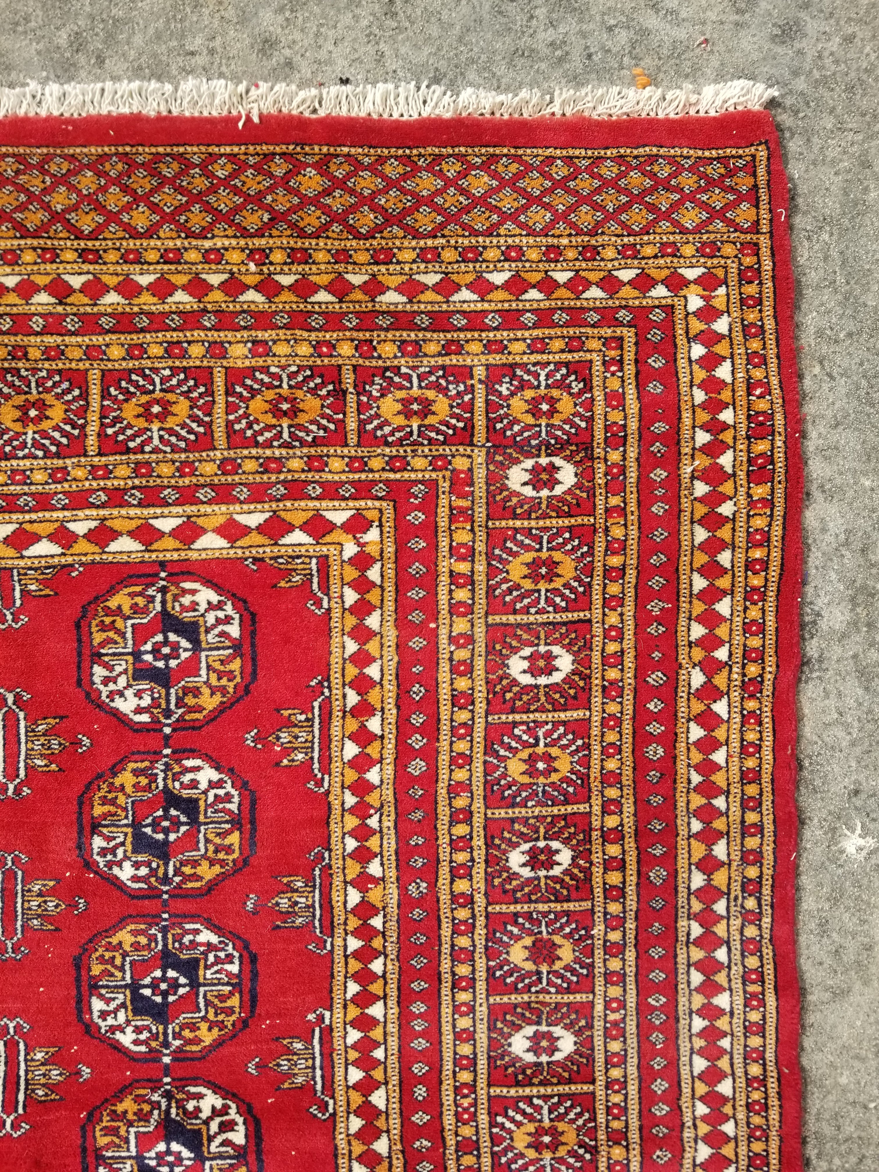 Vintage Traditional Handmade Pakistani Bokhara Wool Multicolor Rug 274x183cm