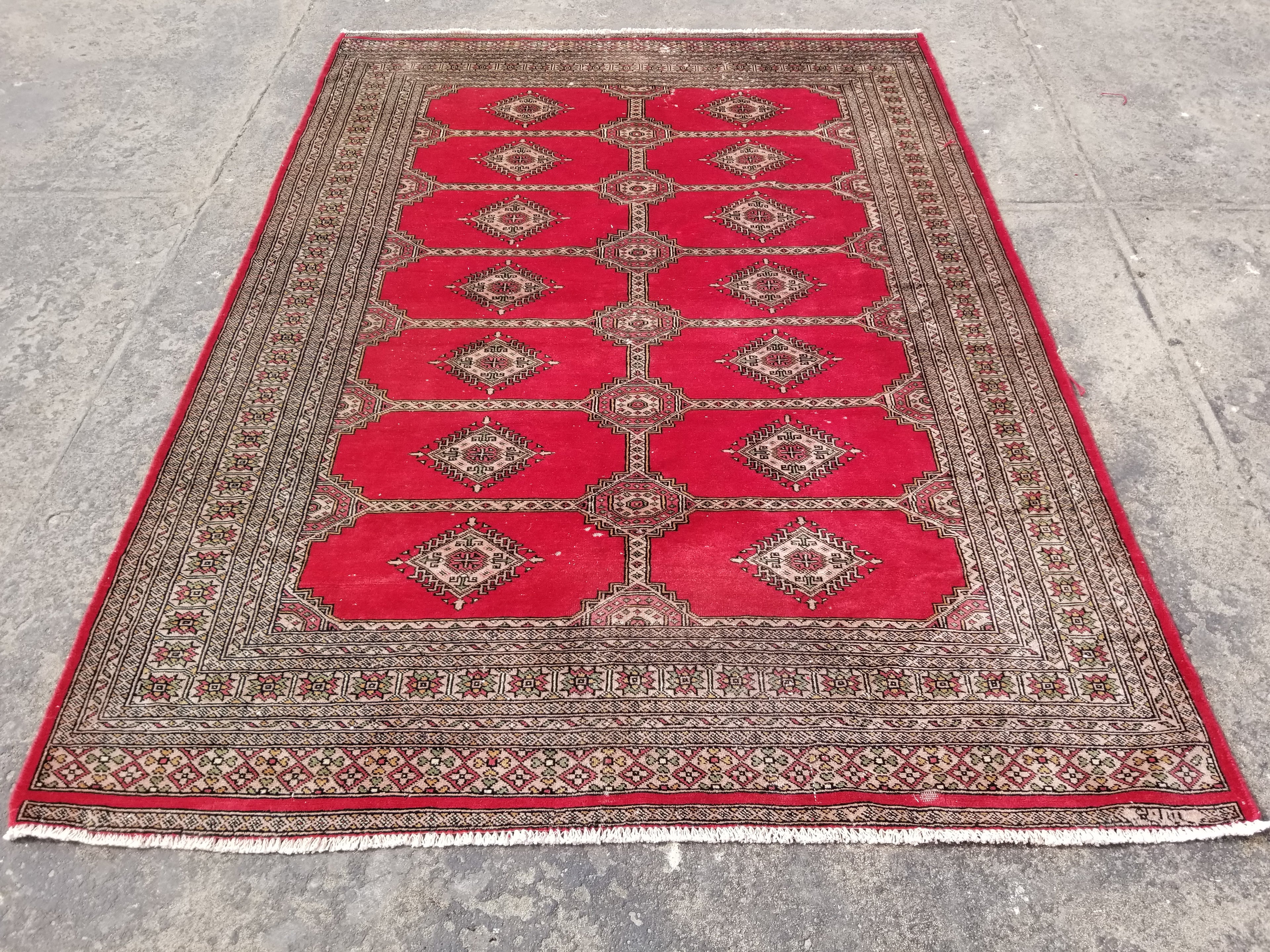 Vintage Traditional Handmade Pakistani Bokhara Style Wool Rug 238x170cm