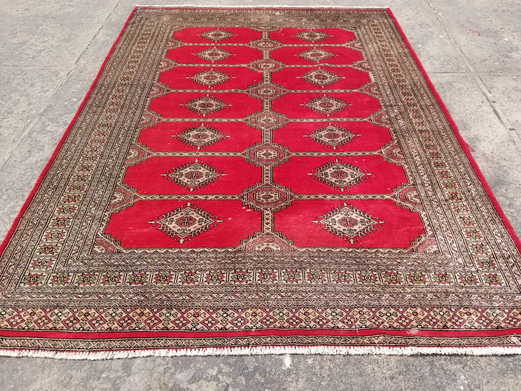 Vintage Traditional Handmade Pakistani Bokhara Style Wool Rug 238x170cm