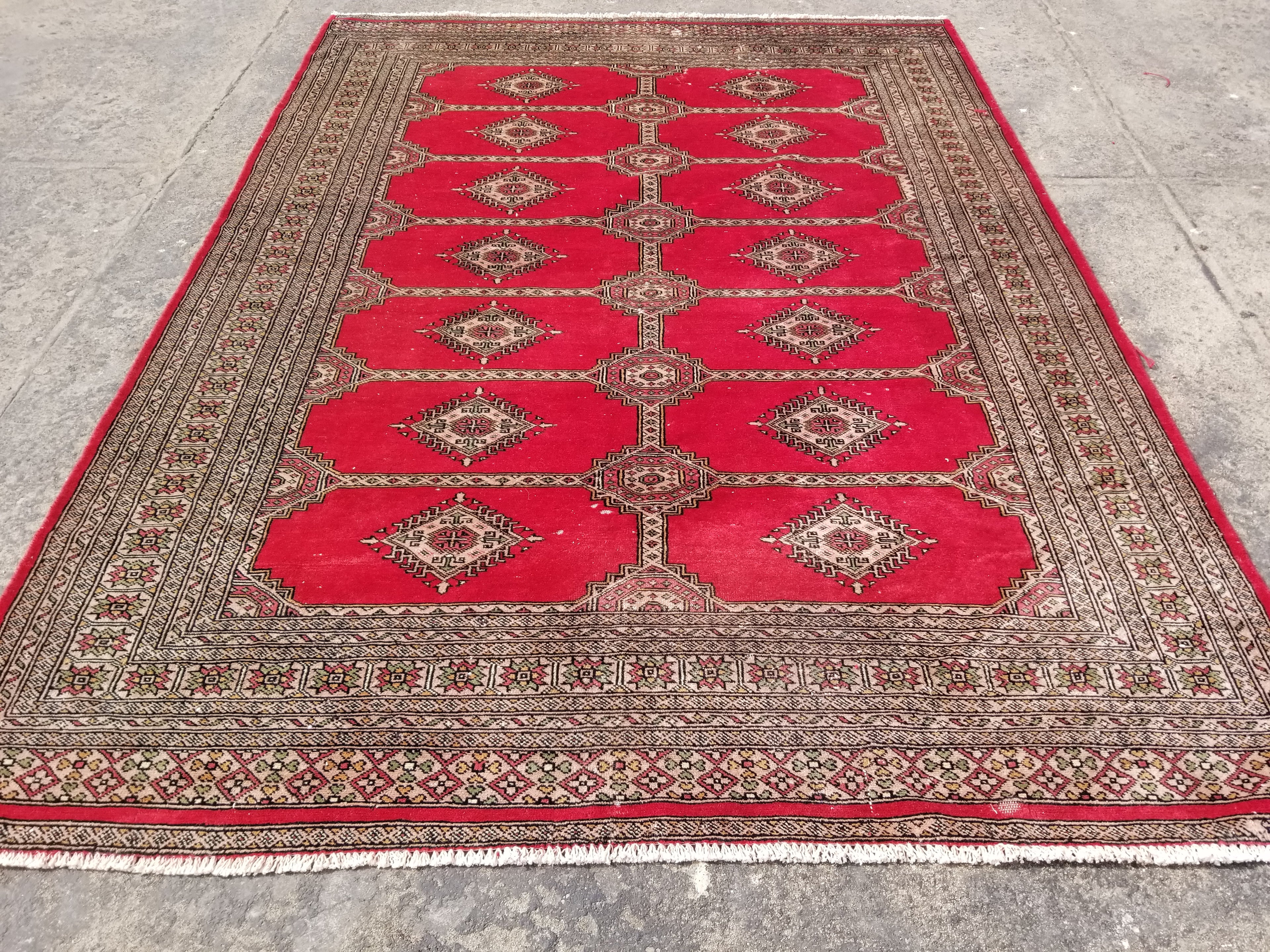 Vintage Traditional Handmade Pakistani Bokhara Style Wool Rug 238x170cm