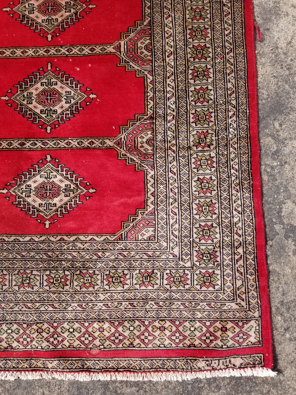 Vintage Traditional Handmade Pakistani Bokhara Style Wool Rug 238x170cm